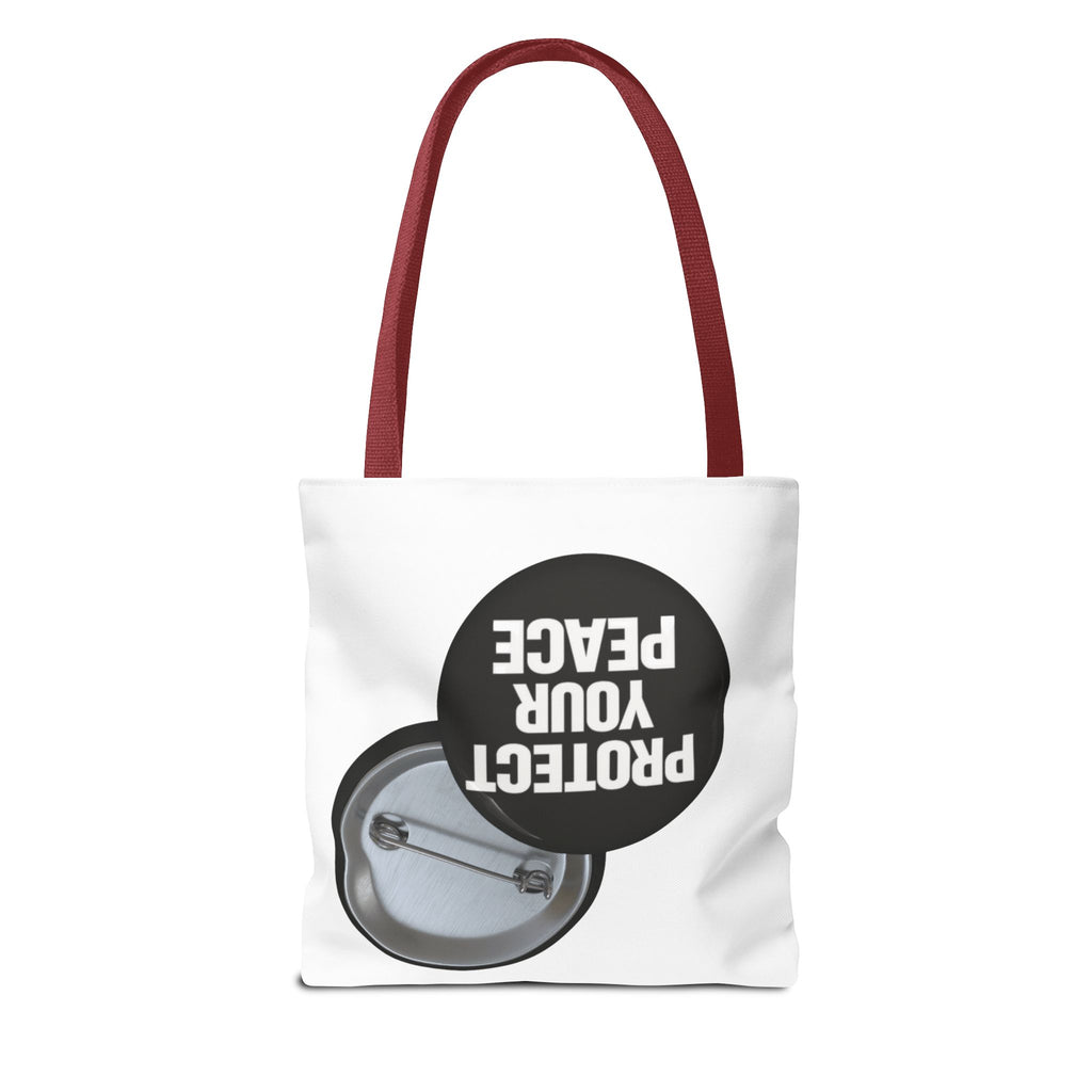 Tote — "Protect Your Peace" Button Design Cotton Tote Bag