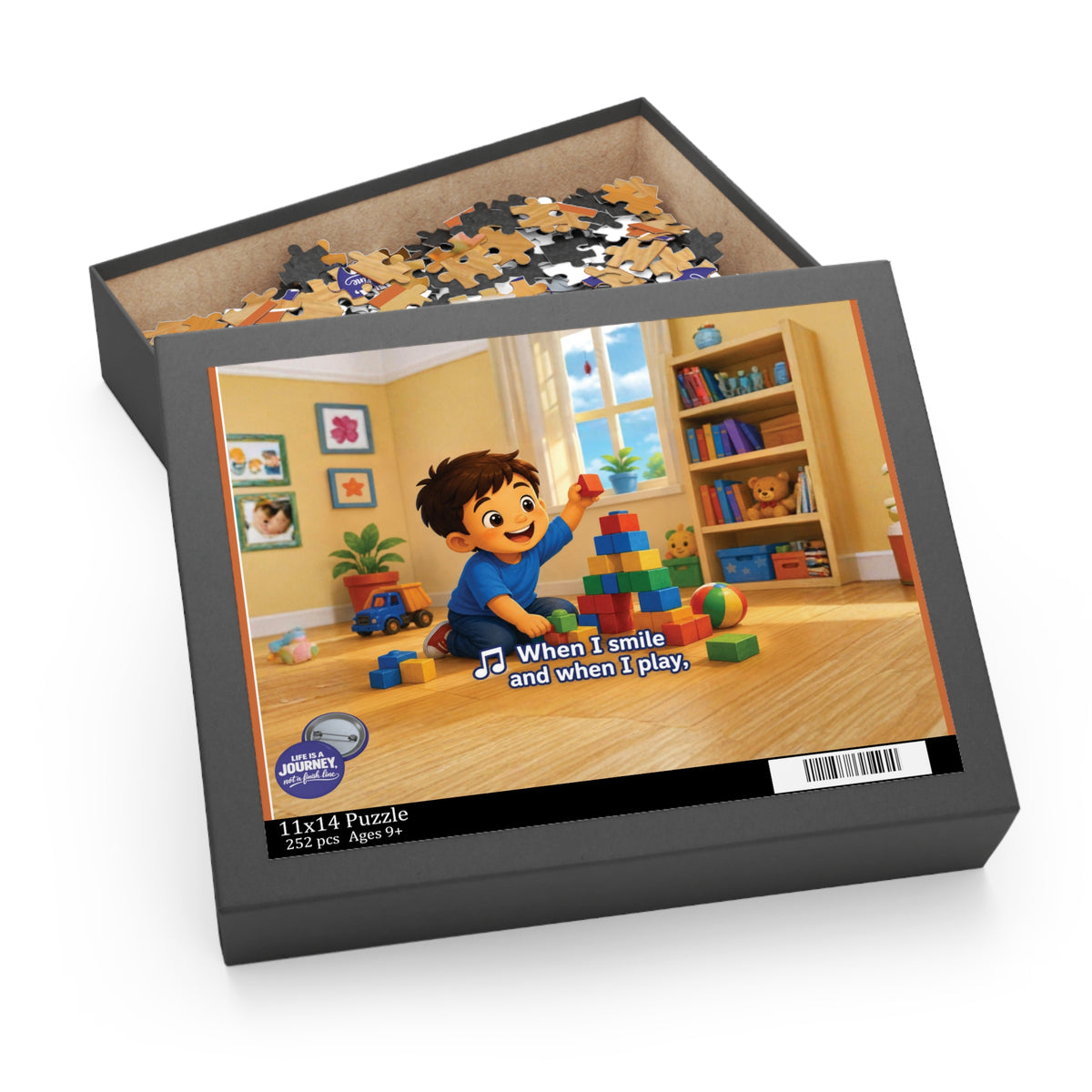 Children’s Playroom Puzzle — Toddler Stacking Blocks with Lyrics “When I smile and when I play” (120/252/500 pcs)