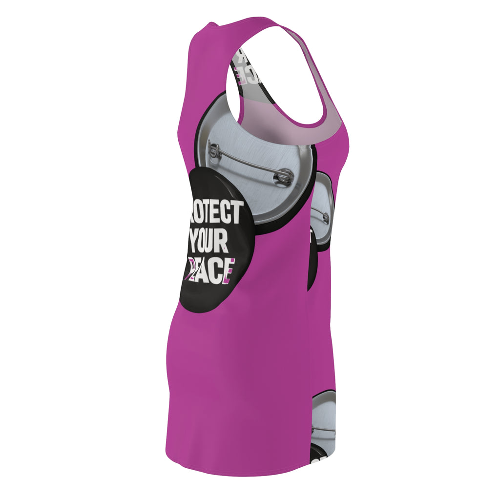 Protect Your Peace Racerback Dress — Pink Button Print AOP