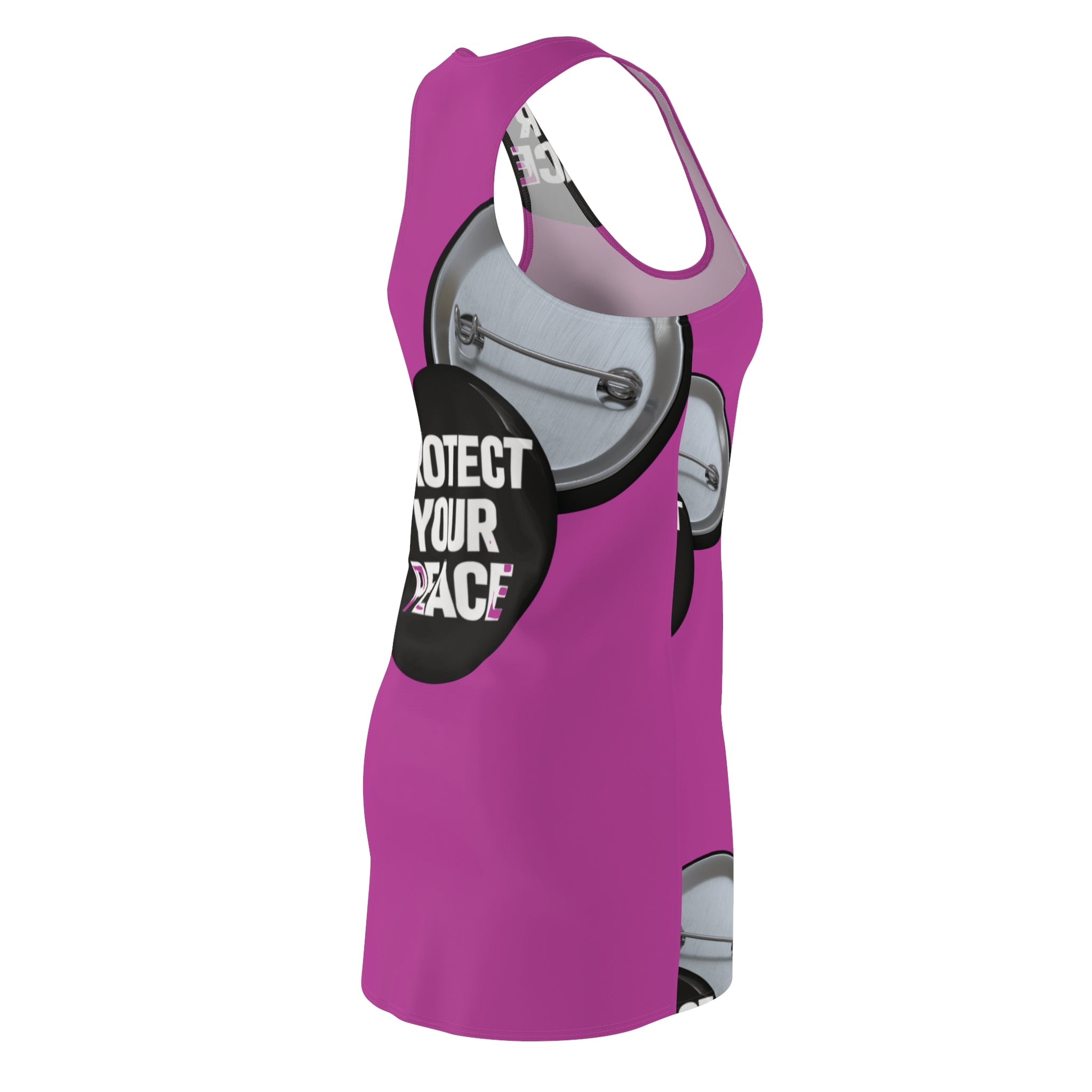 Protect Your Peace Racerback Dress — Pink Button Print AOP
