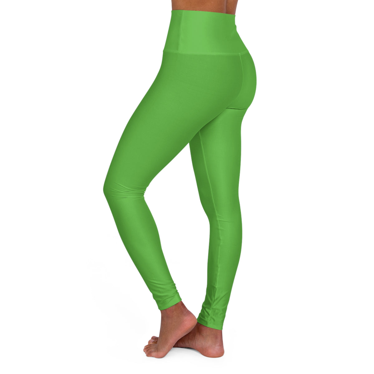 High-Waist Green Yoga Leggings — Seamless AOP Activewear Graphic design Protect Your Peace.