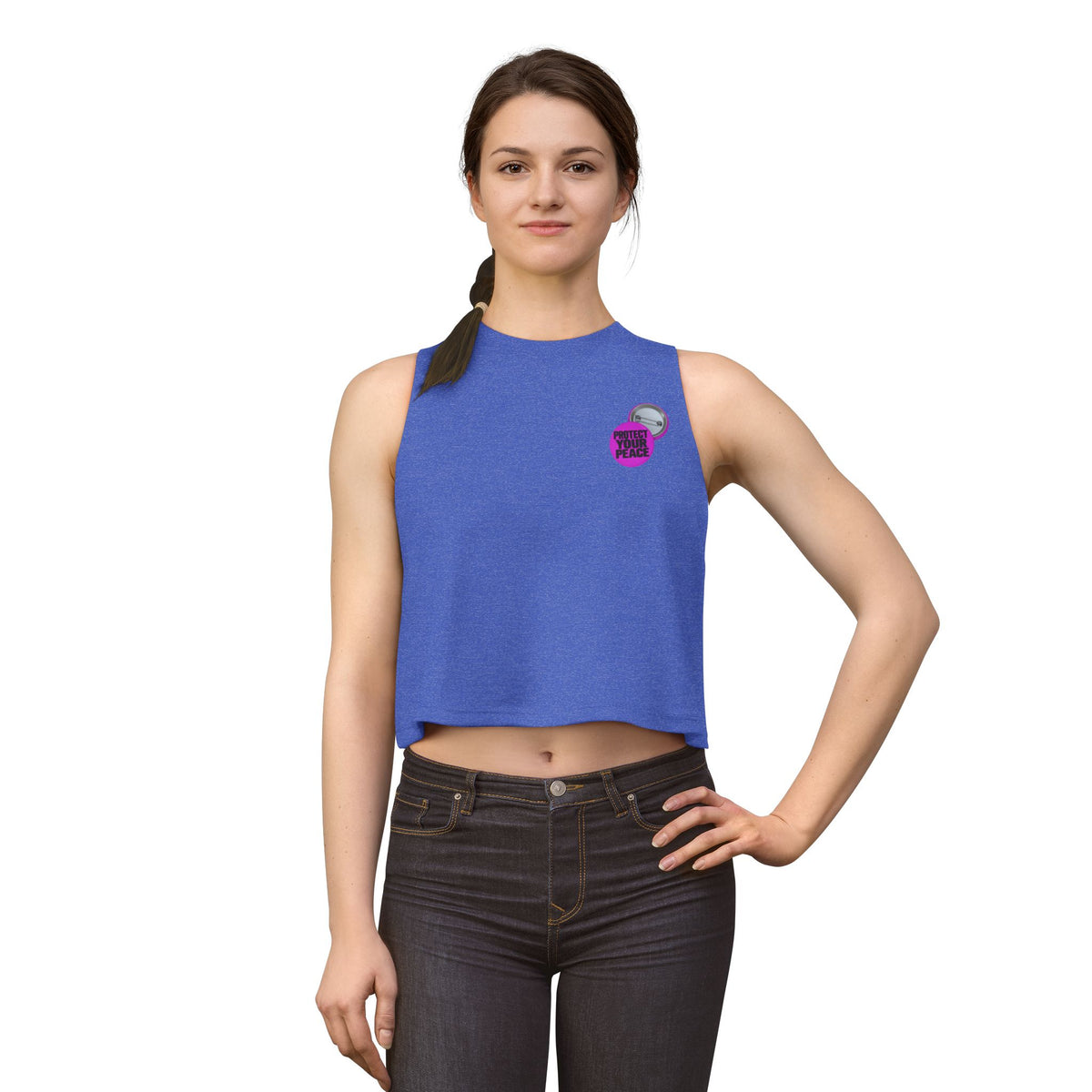 Crop Top — Small Purple 'Good Vibes' Pin Graphic
