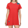 T-Shirt Dress — "Protect Your Peace" Tag Graphic AOP Women's Casual Dress