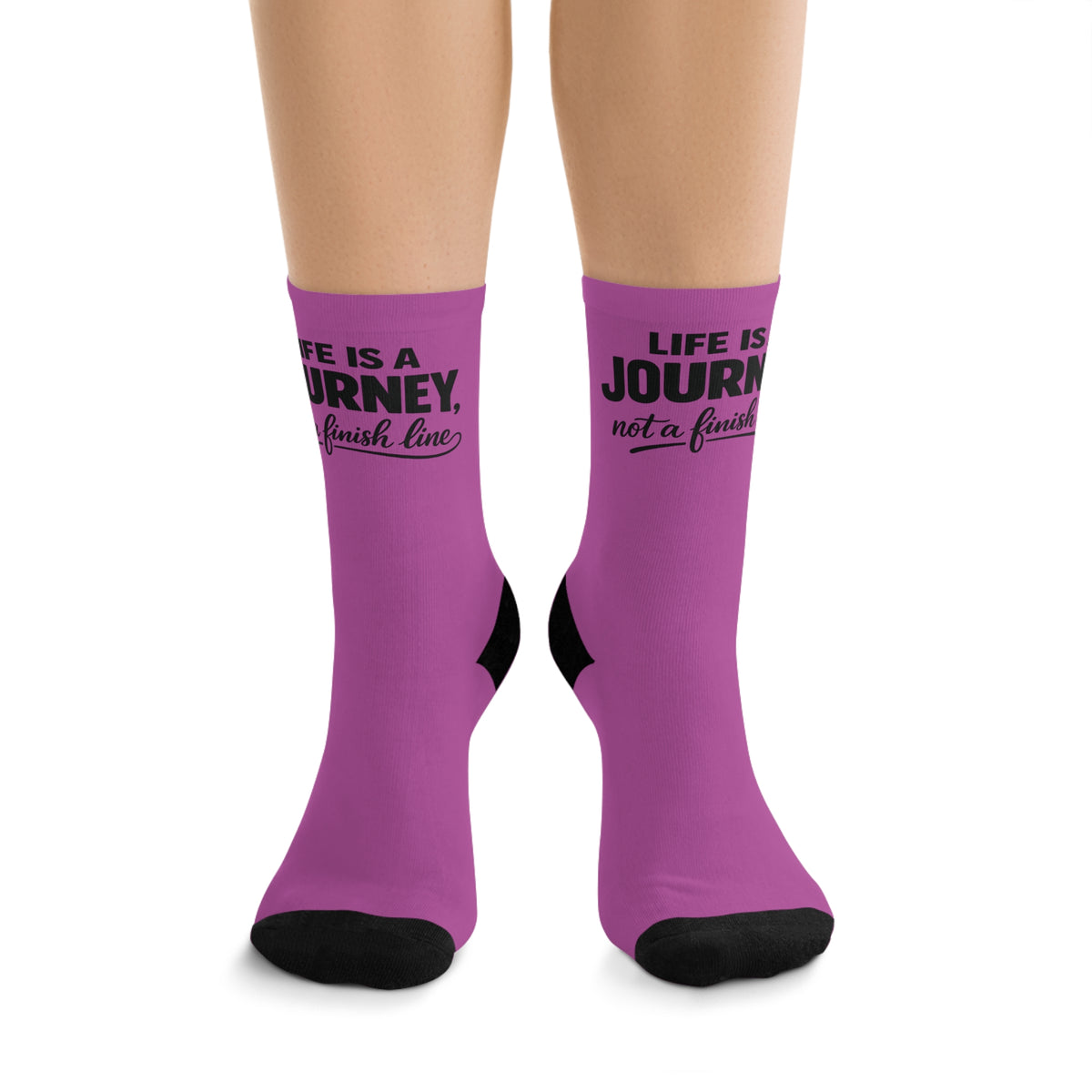 Inspirational Crew Socks — "Life Is A Journey, Not A Finish Line" Recycled-Poly
