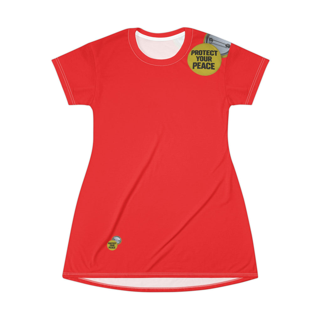 Protect Your Peace T-Shirt Dress – Red Graphic AOP Shift Dress