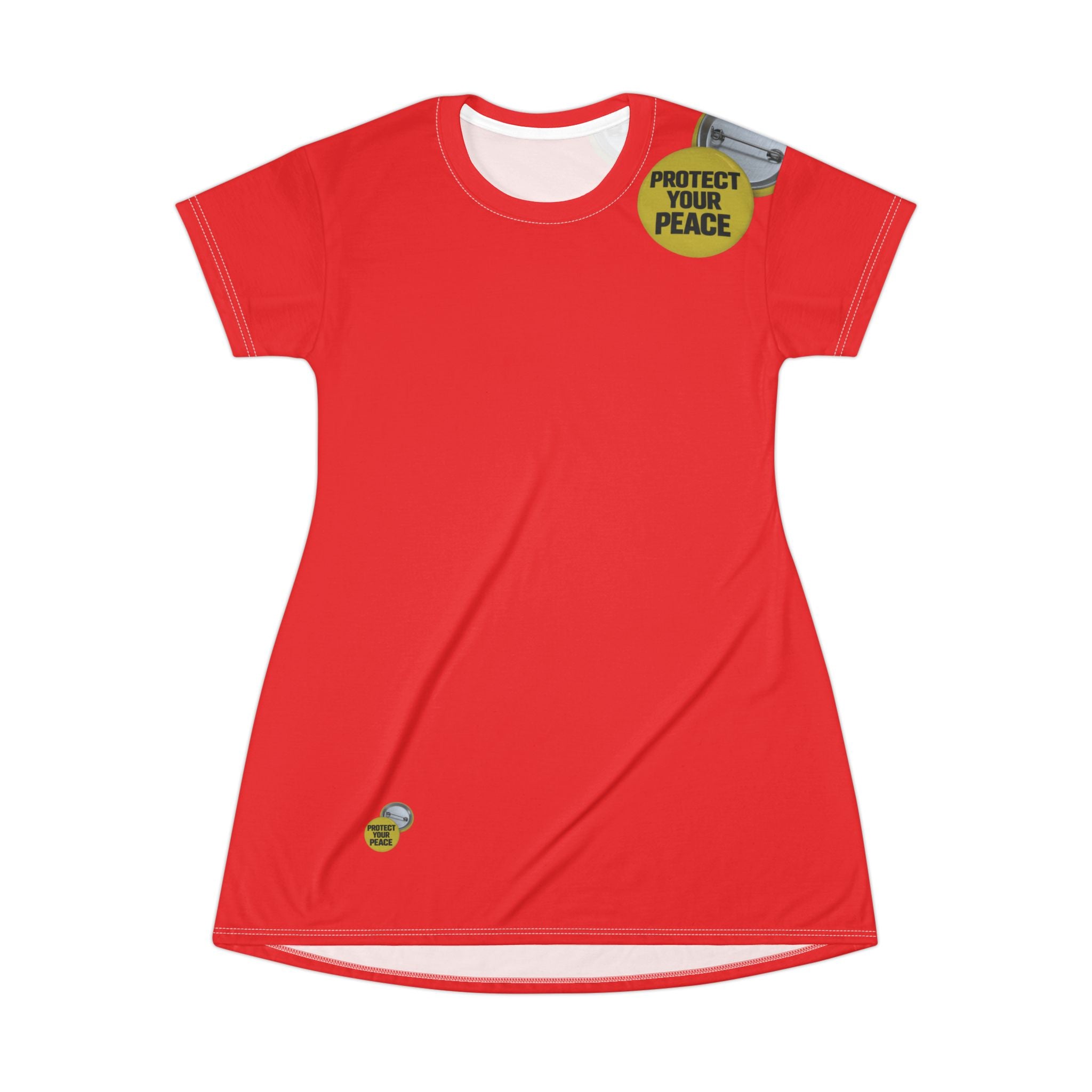 Protect Your Peace T-Shirt Dress – Red Graphic AOP Shift Dress