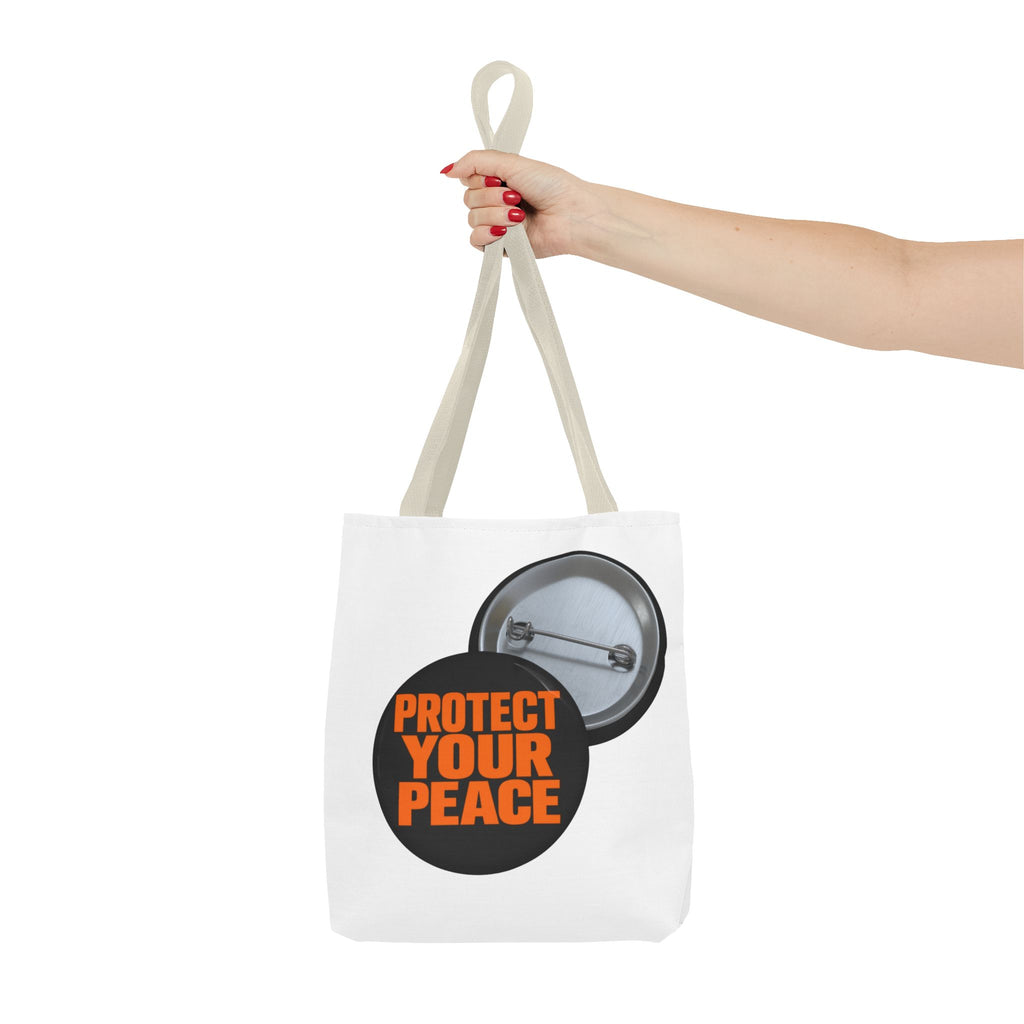 Tote Bag — Protect Your Peace Button Print Canvas Tote