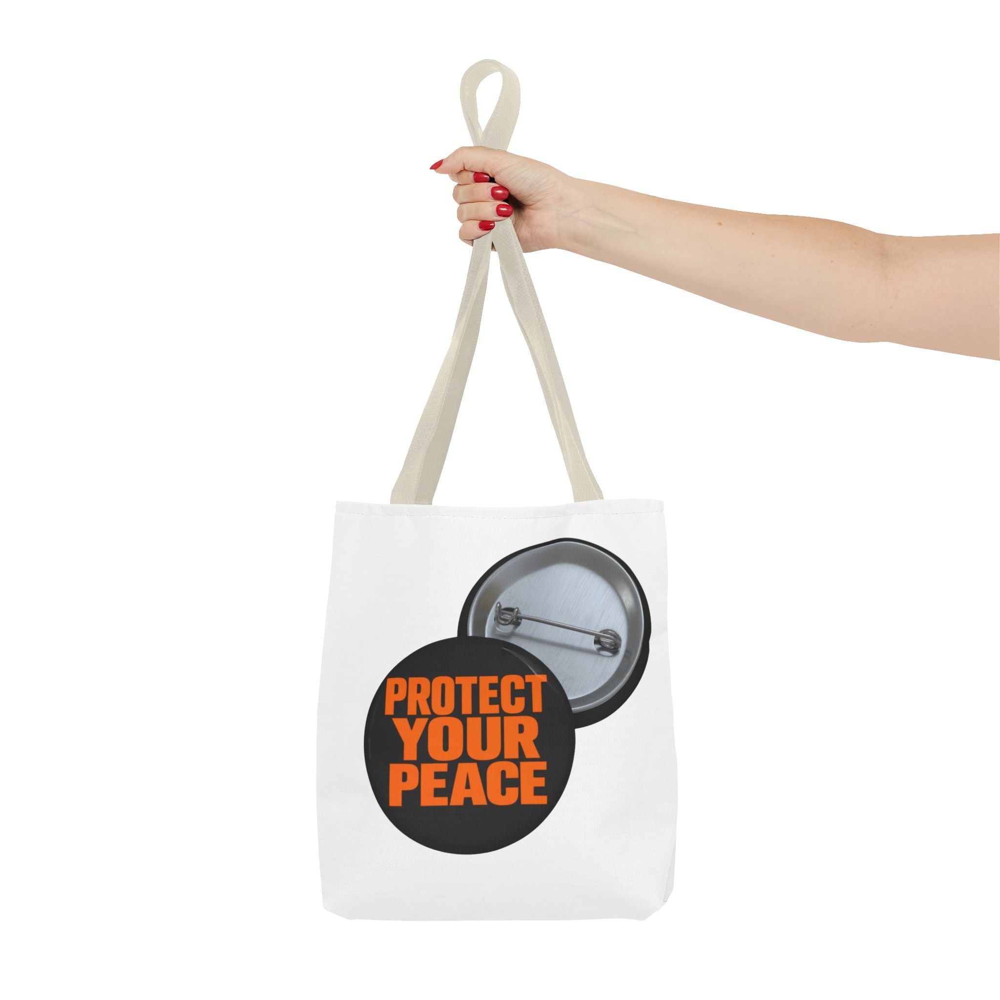 Tote Bag — Protect Your Peace Button Print Canvas Tote