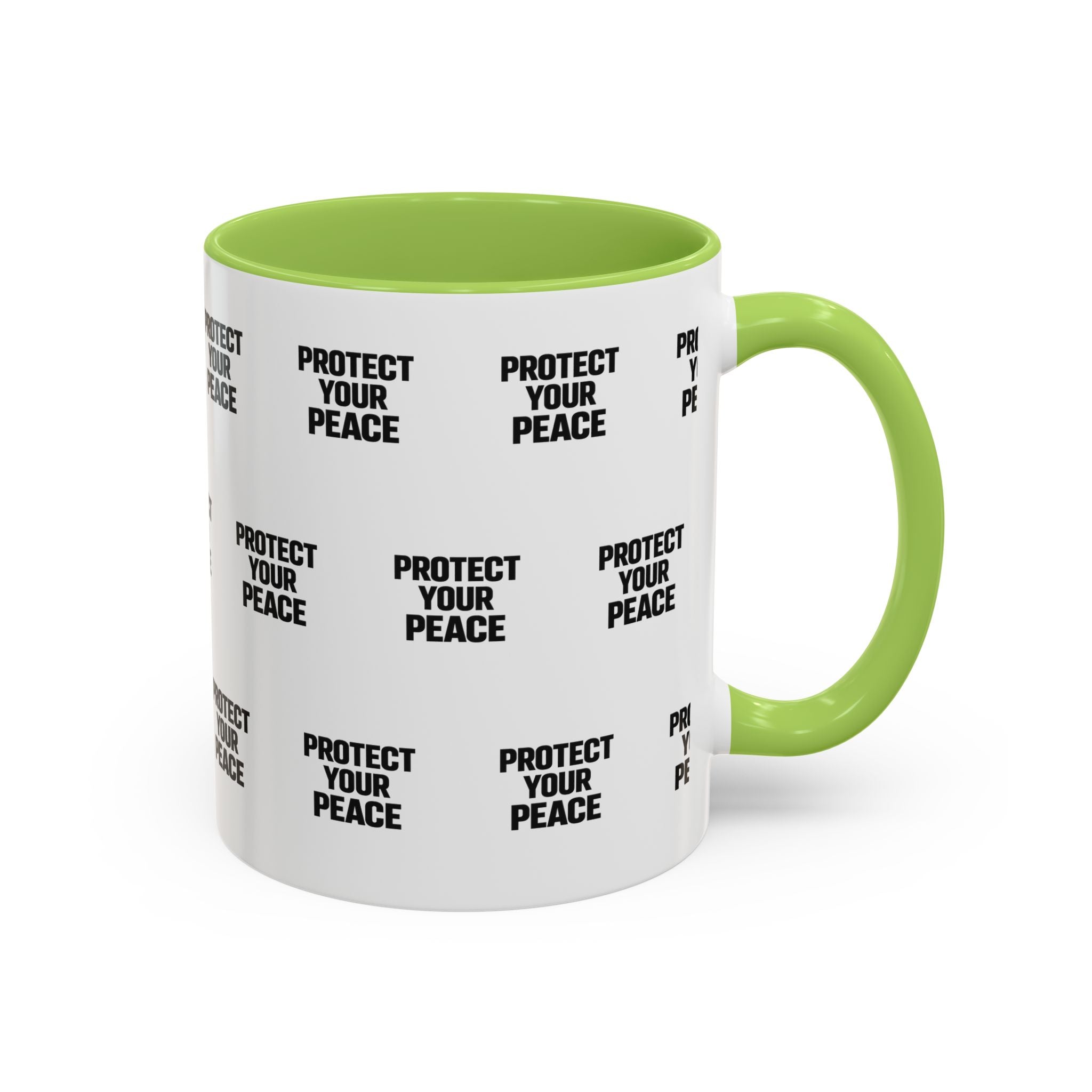 Protect Your Peace Accent Coffee Mug — Repeating Text 11/15oz