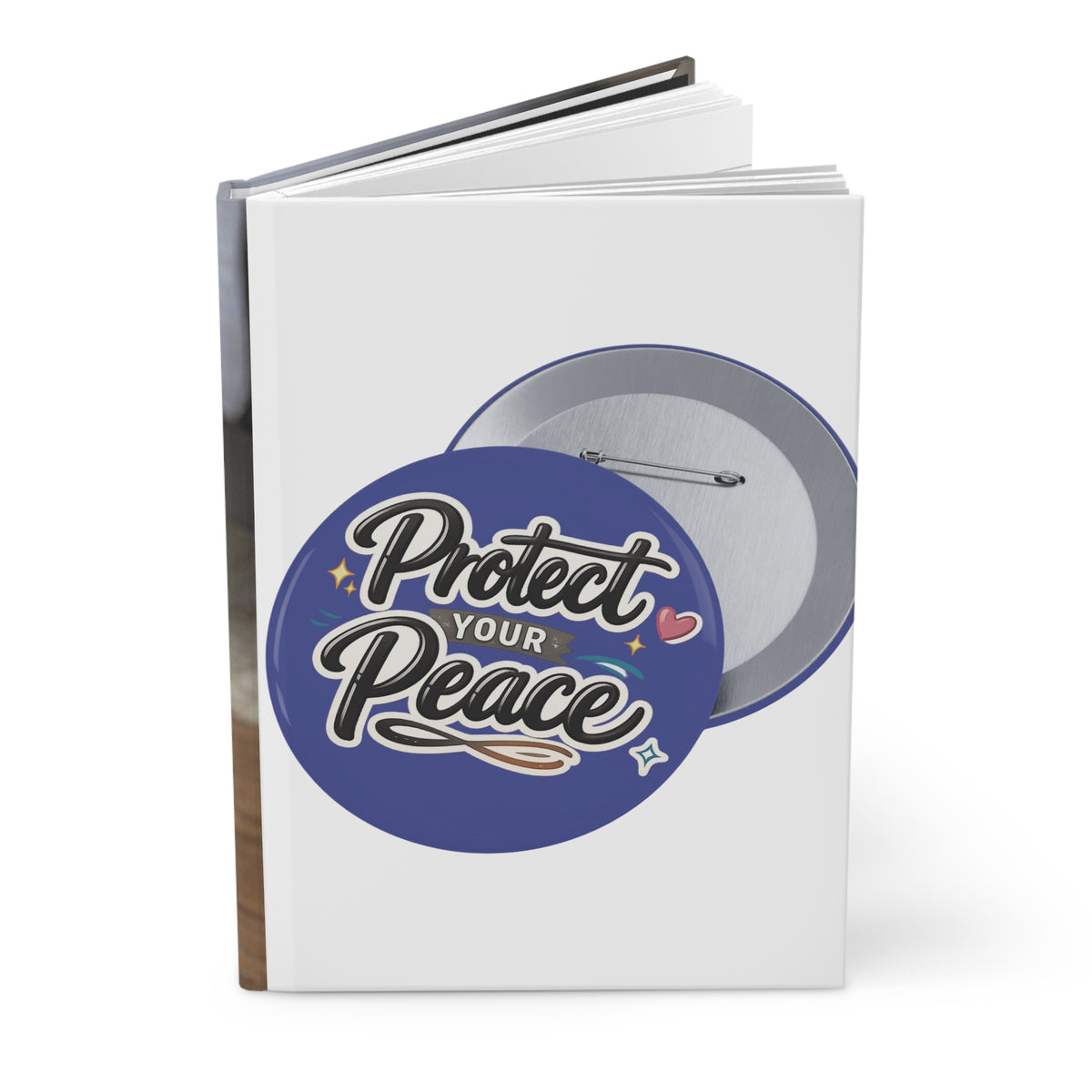 Hardcover Journal — "Protect Your Peace" Cat Photo Lined Notebook