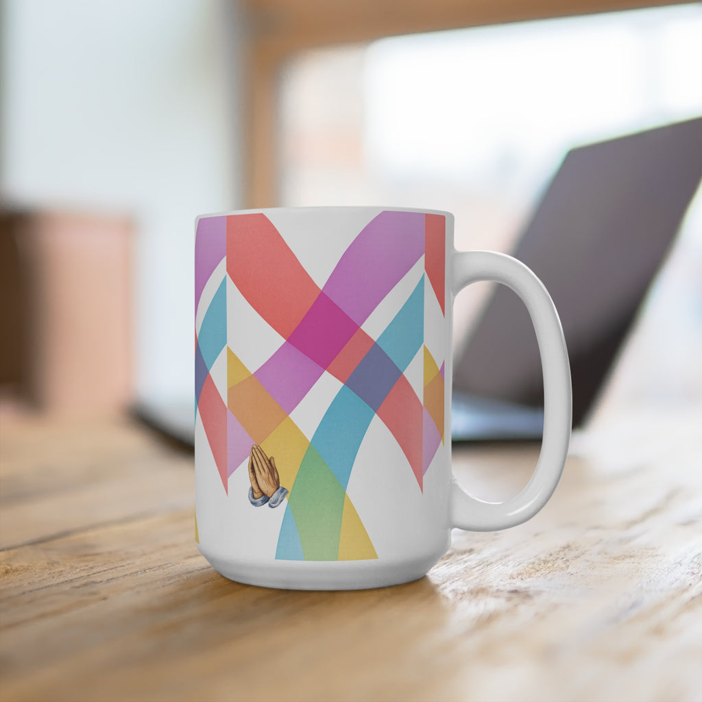 15oz Colorful Overlap Pattern Mug — Bright Geometric Coffee Cup