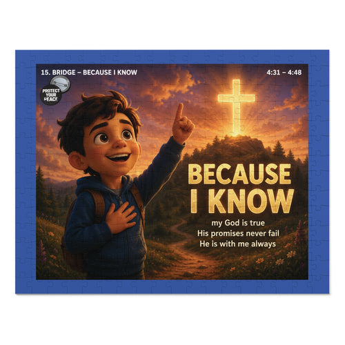 Because I Know Christian Jigsaw Puzzle with Tin — Inspirational Faith Puzzle for Kids & Families