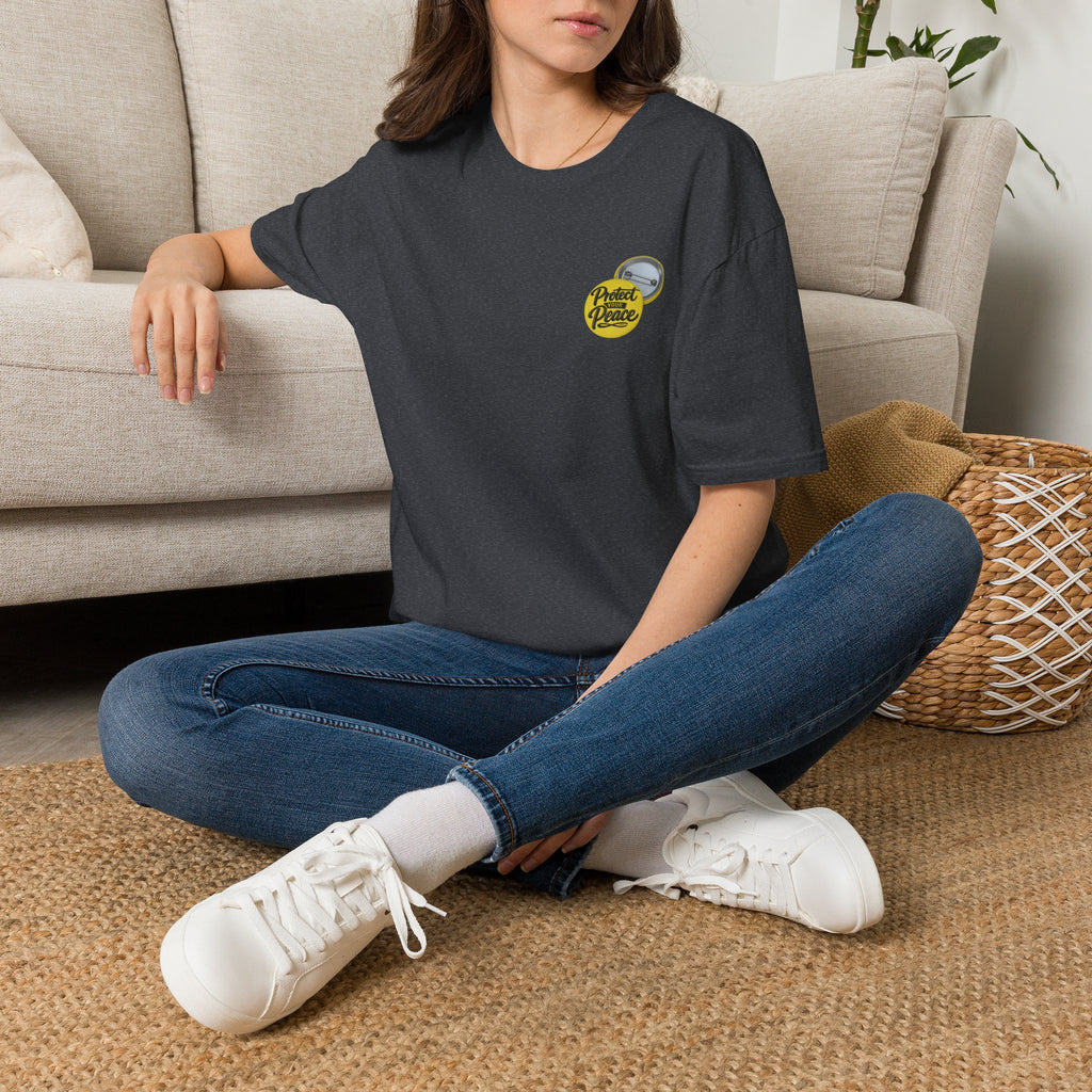 T-Shirt — 'Protect the Peace' Yellow Badge Casual Tee