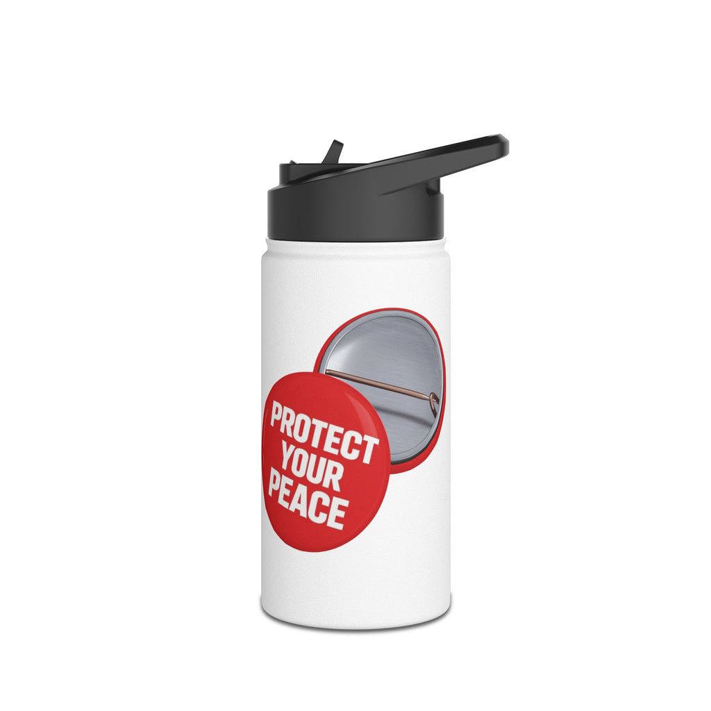 Stainless Water Bottle – “Protect Your Peace” Red graphic Design