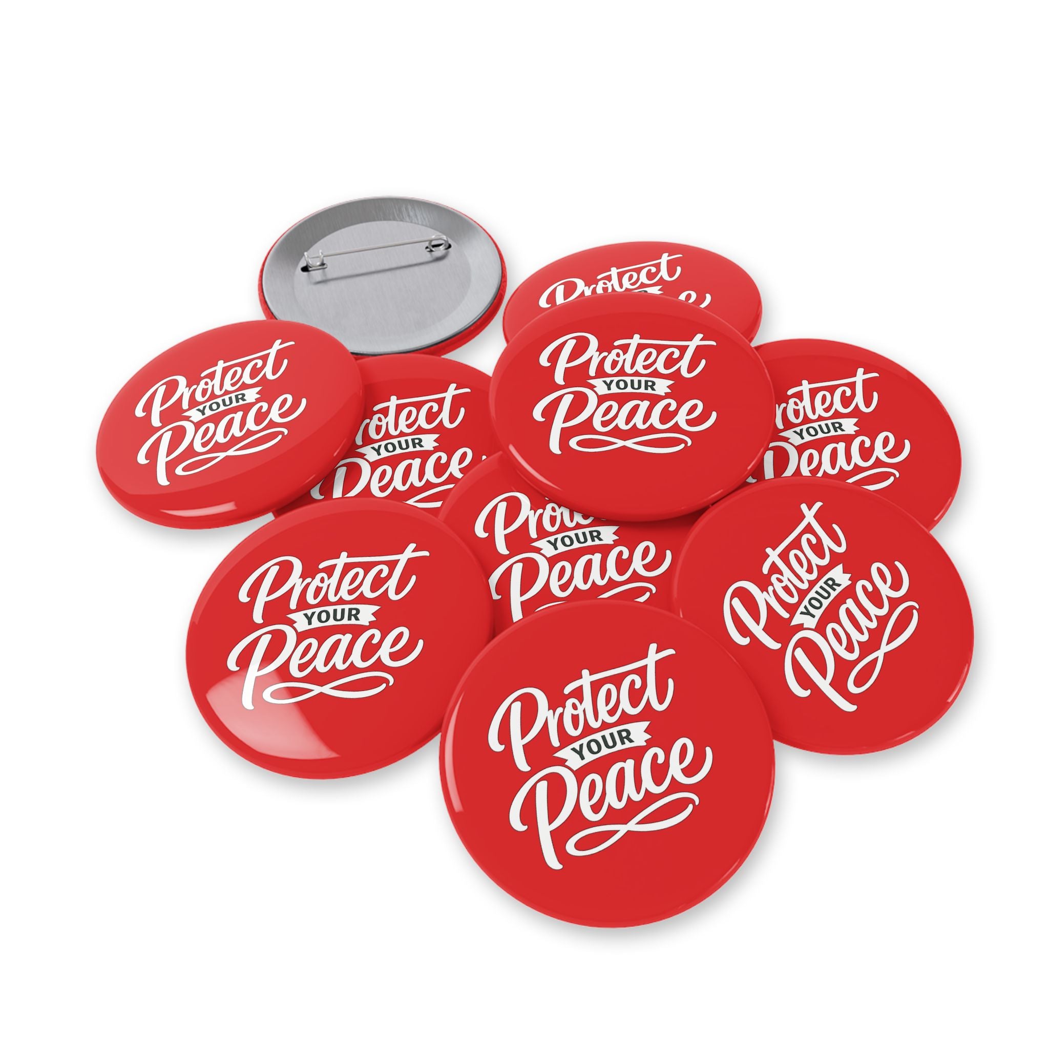 Protect Your Peace Round Pin – Red Motivational Button