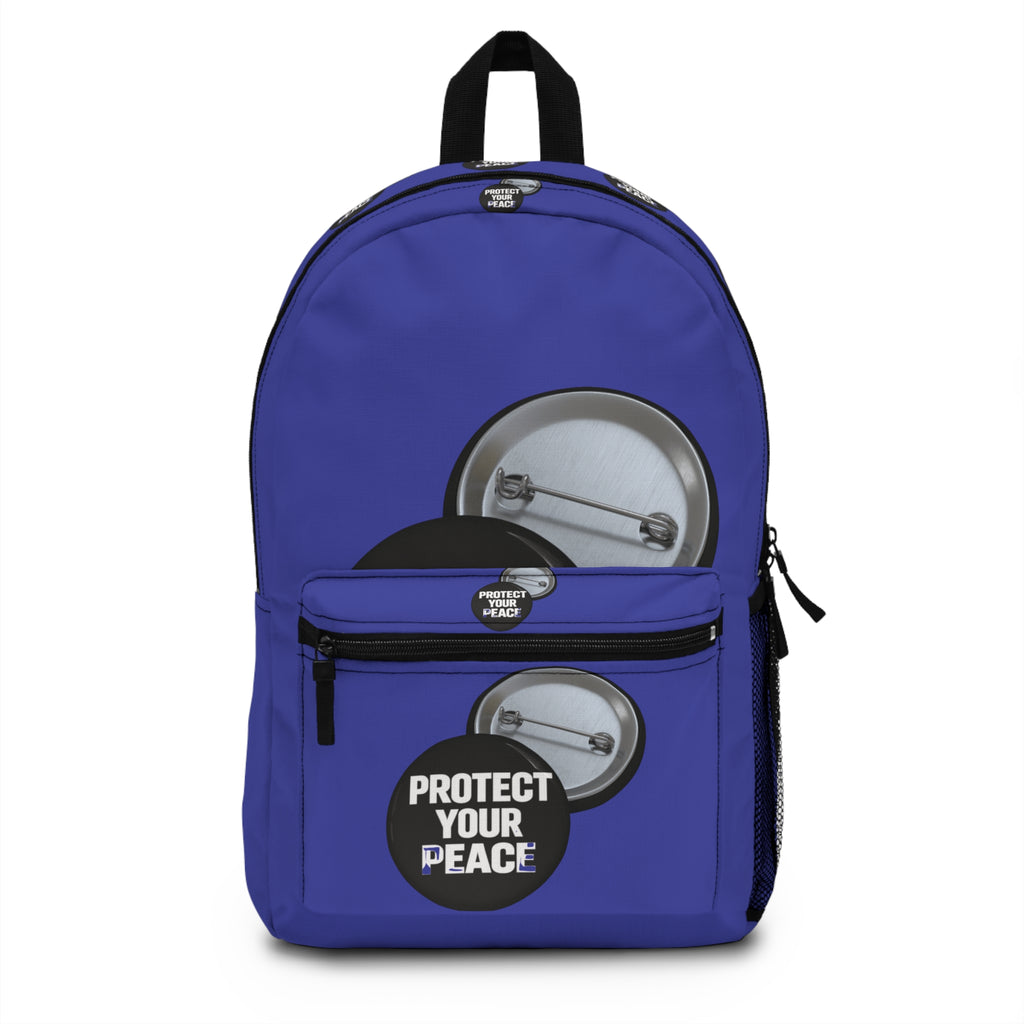 Protect Your Peace Backpack — Minimal Button Badge Design