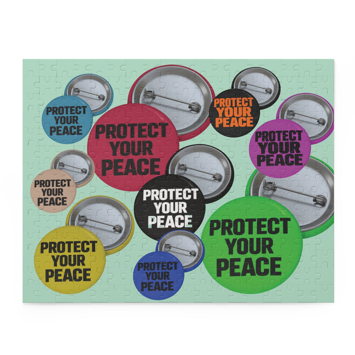 Protect Your Peace Puzzle — Button Badge Collage Jigsaw (120/252/500 pcs)