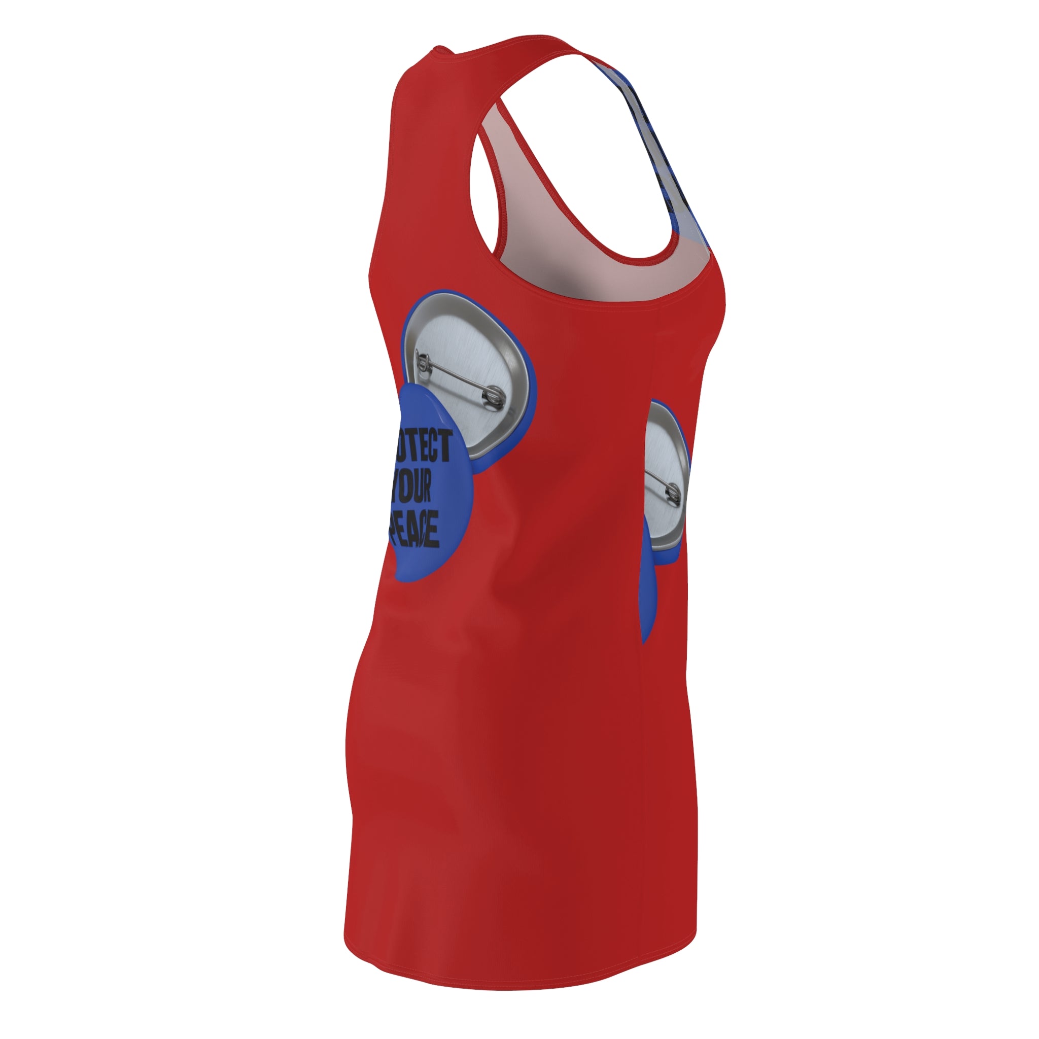 Protect Your Peace Racerback Dress — Red Button Print AOP