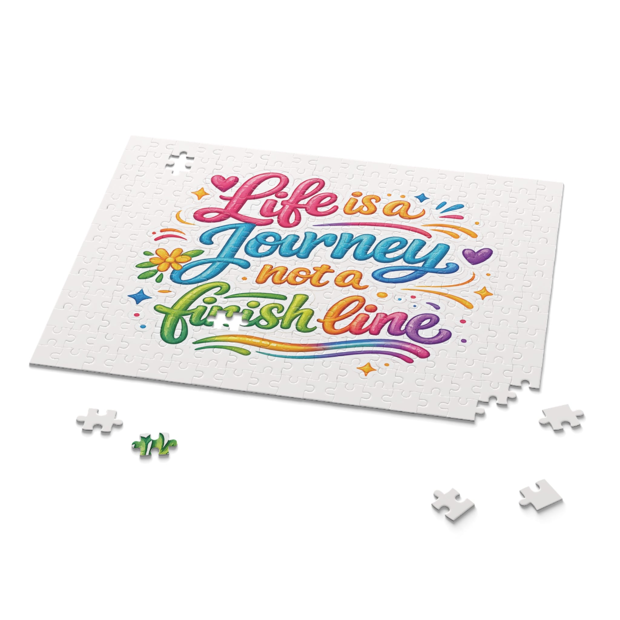 Inspirational Rainbow Puzzle - "Life is a Journey Not a Finish Line" (120/252/500 pcs)