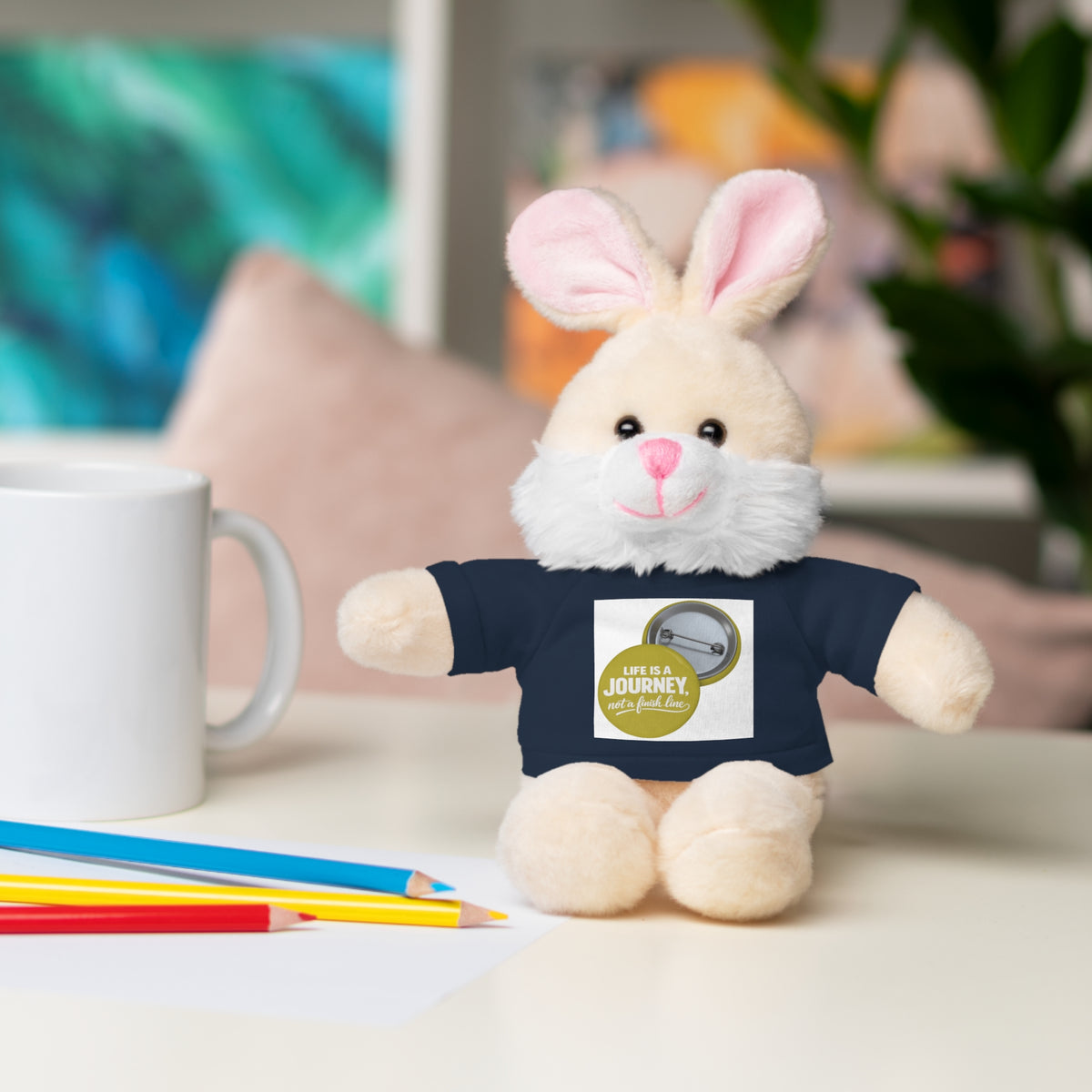 Cute Brown Teddy Bear with 'Life Is a Journey not a finish line.' Tee — Plush Gift for Kids & Travelers