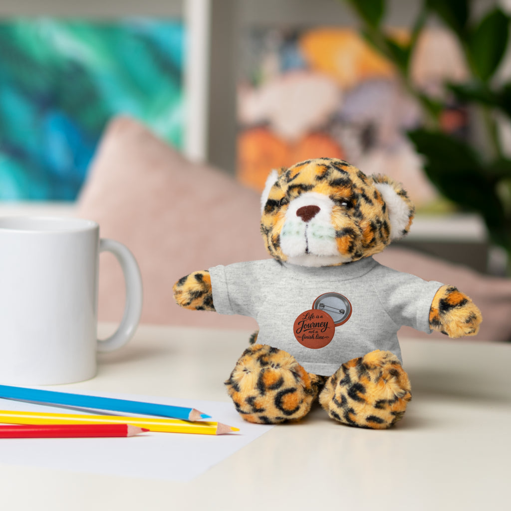 Life is a journey not a finish line. Plush Teddy Bear with Printed Tee — Cute Personalized Gift for Kids & Couples