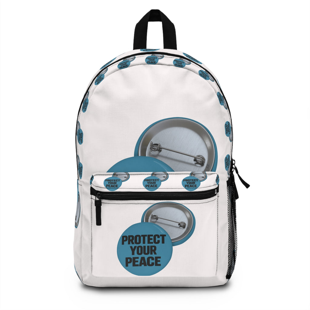 Protect Your Peace Button Backpack — Lightweight Everyday School & Travel Bag