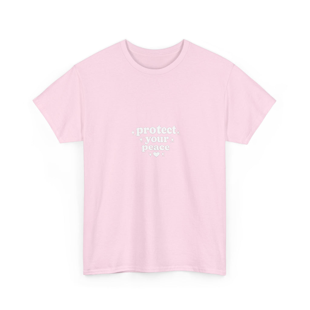 Minimalist White T‑Shirt — Subtle Embossed 'Unisex Heavy Cotton Tee' Design