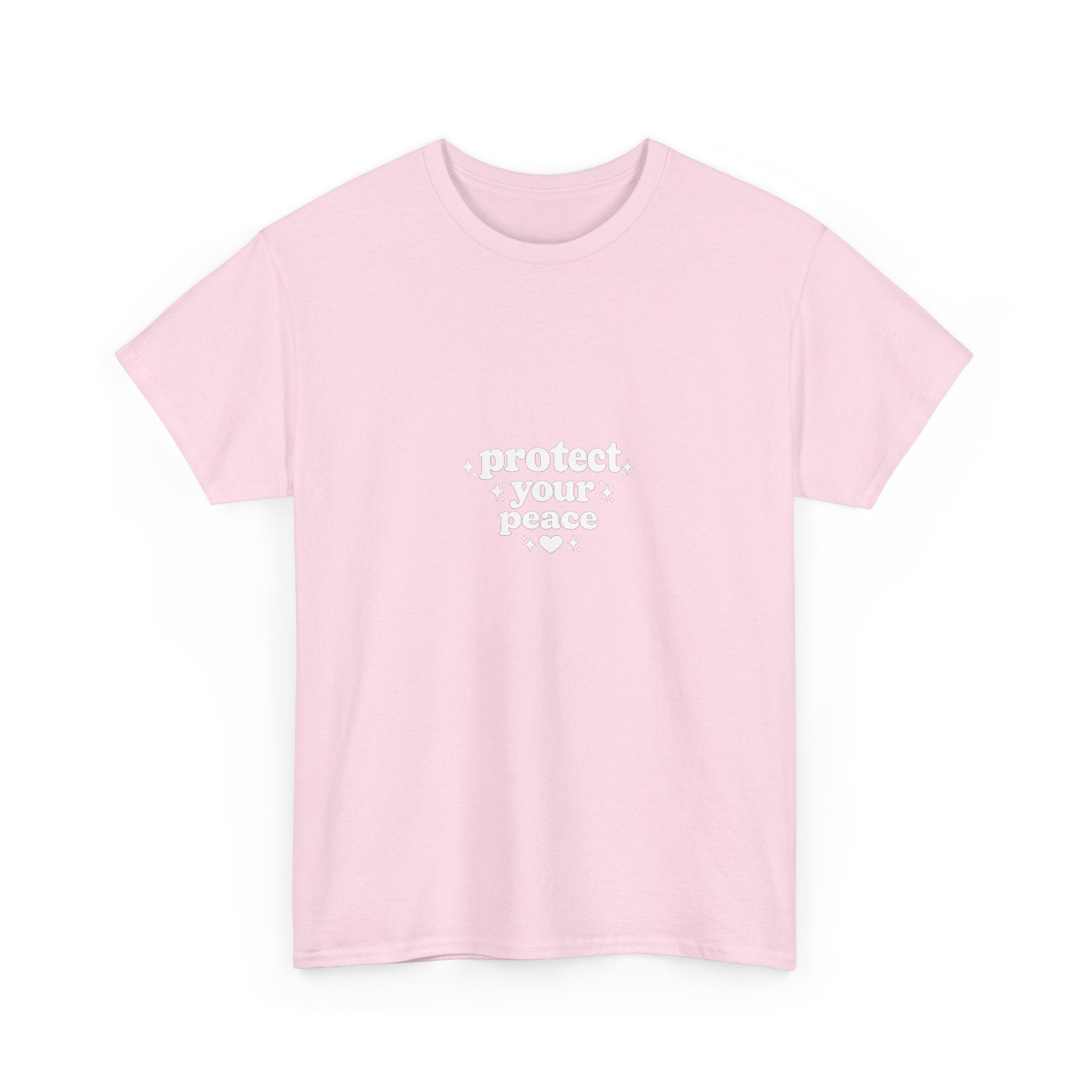 Minimalist White T‑Shirt — Subtle Embossed 'Unisex Heavy Cotton Tee' Design