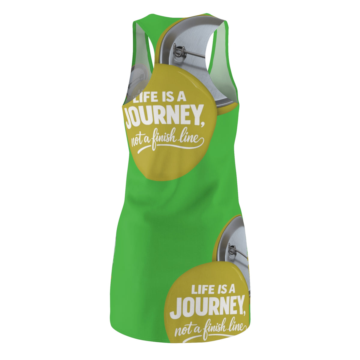 Racerback Dress — "Life Is a Journey, Not a Finish Line" Motivational AOP Dress