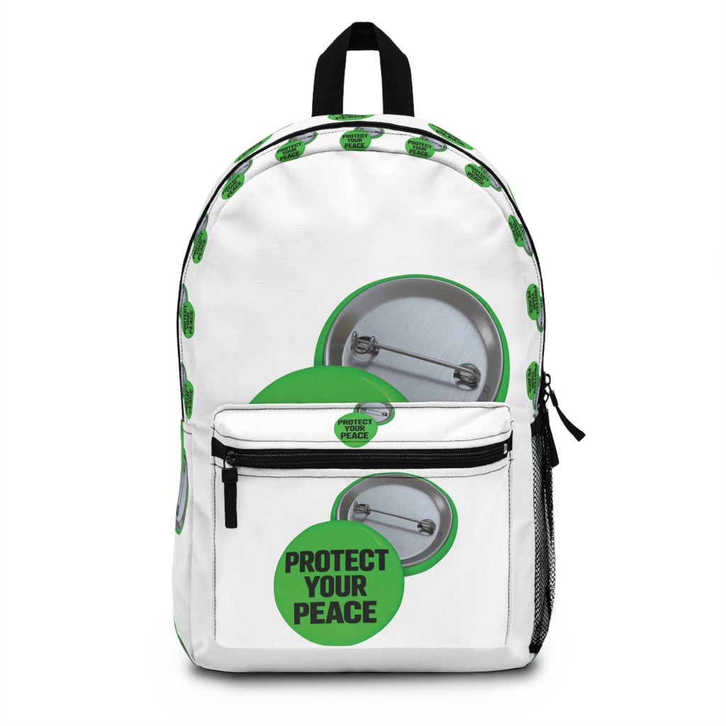 Protect Your Peace Green Button Backpack
