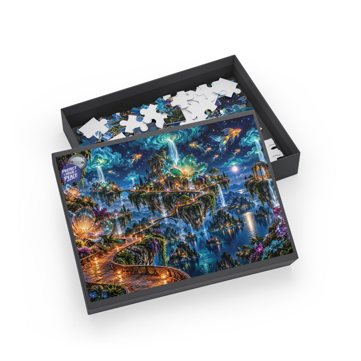 Floating Island Fantasy Puzzle — Mystical Nightscape Jigsaw (96/252/500/1000 pcs)