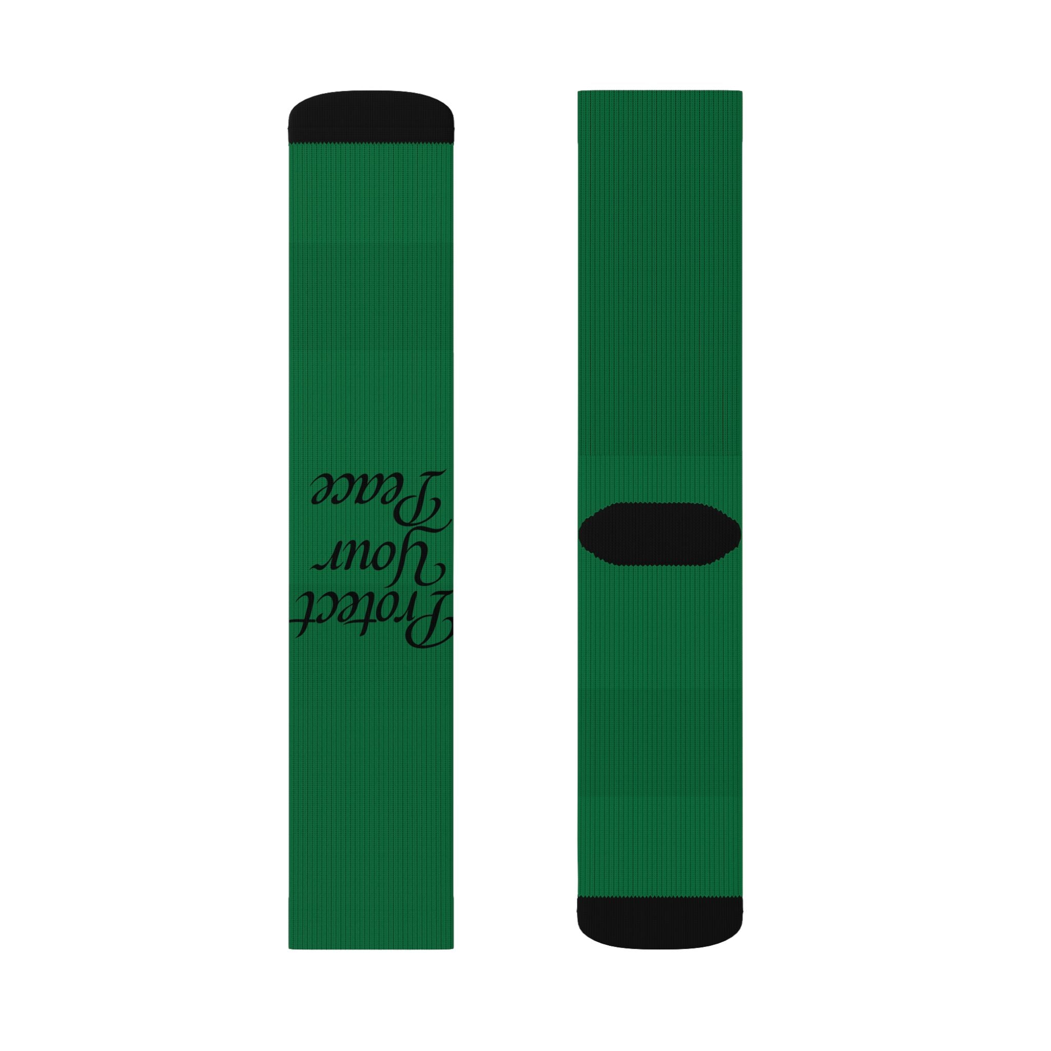 Green "Protect Your Peace" Sublimation Socks — Inspirational Crew Socks