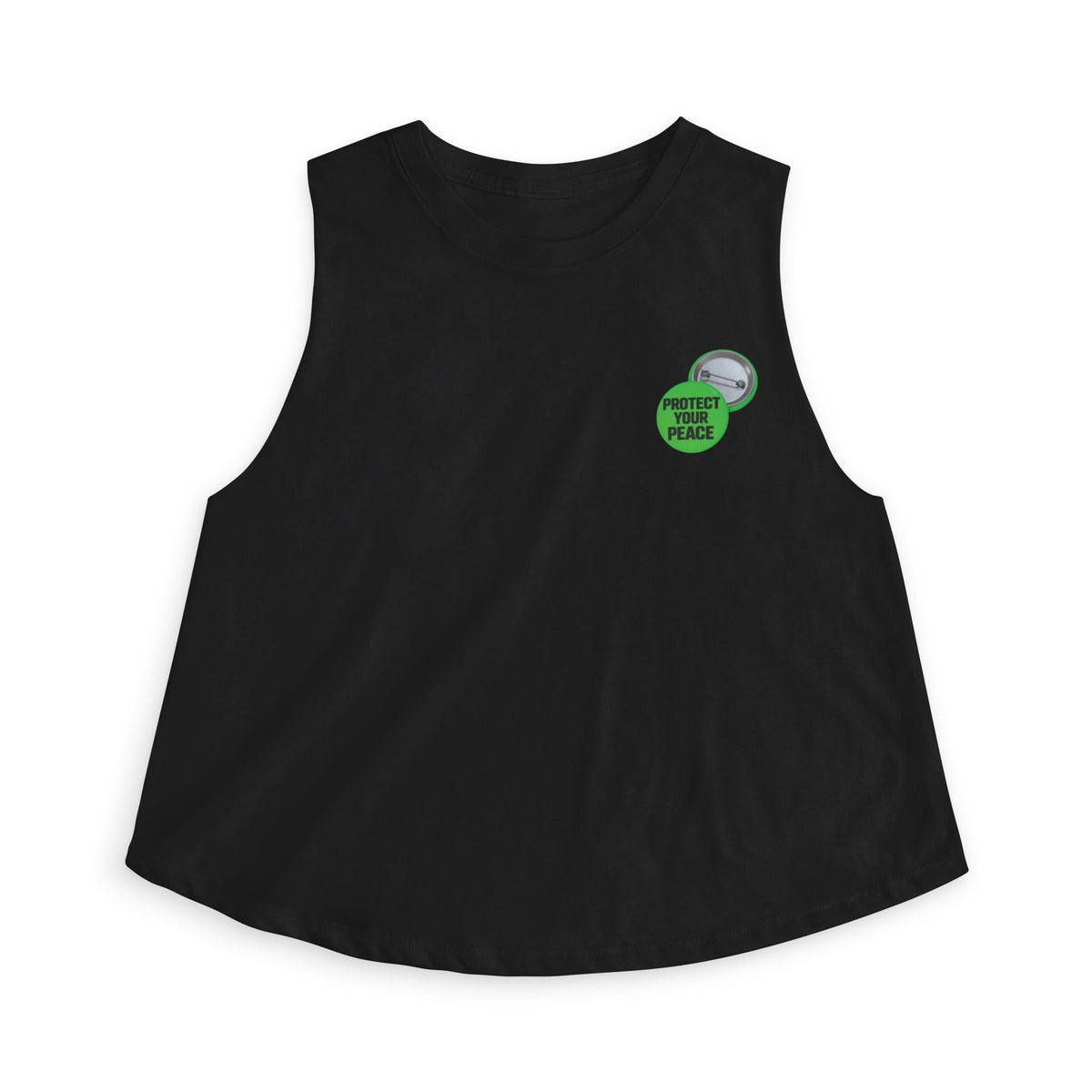 Women's Crop Top - 'Property of Mom' Green Badge Graphic