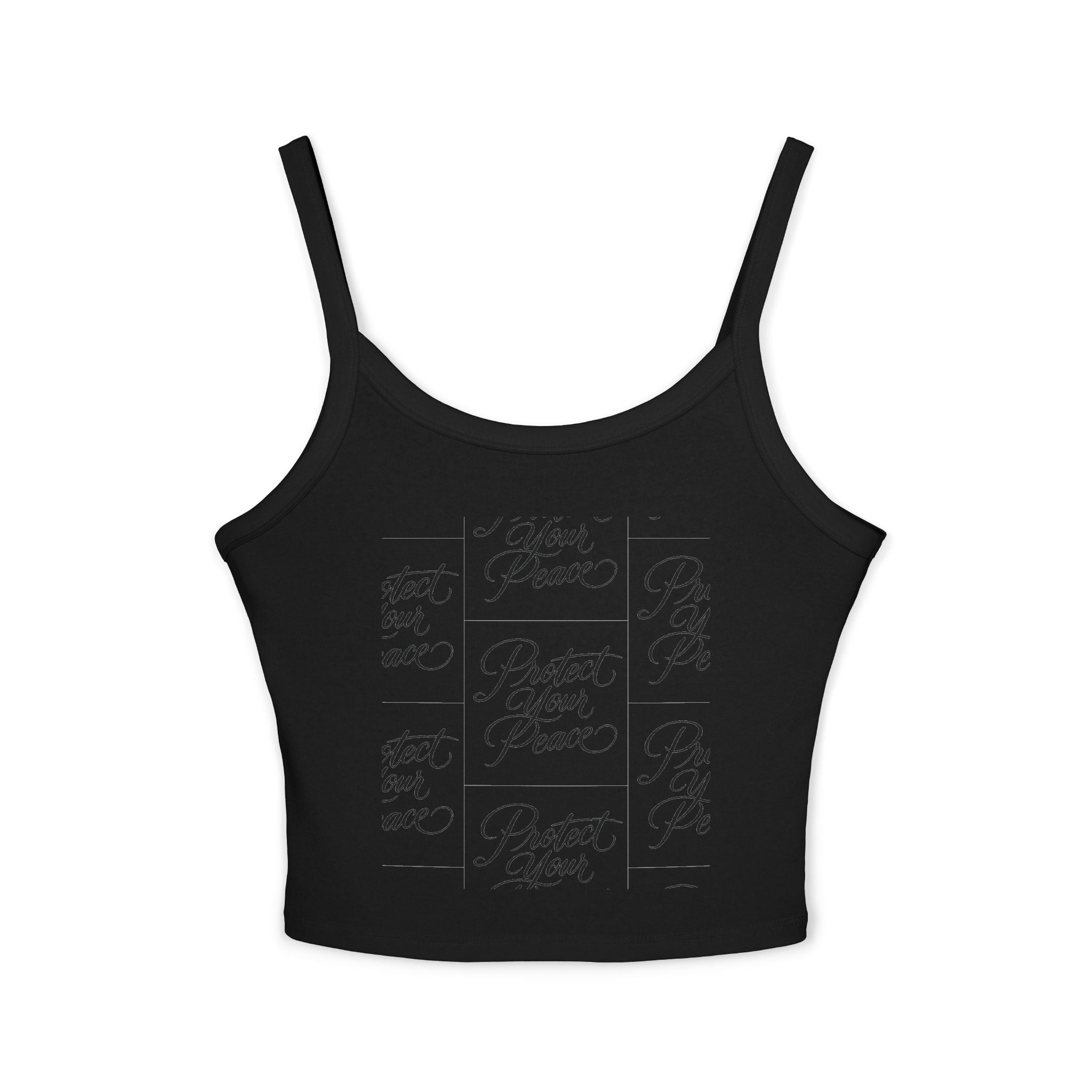 Crop Tank Top2 — "Protect Your Peace" Script Grid Graphic