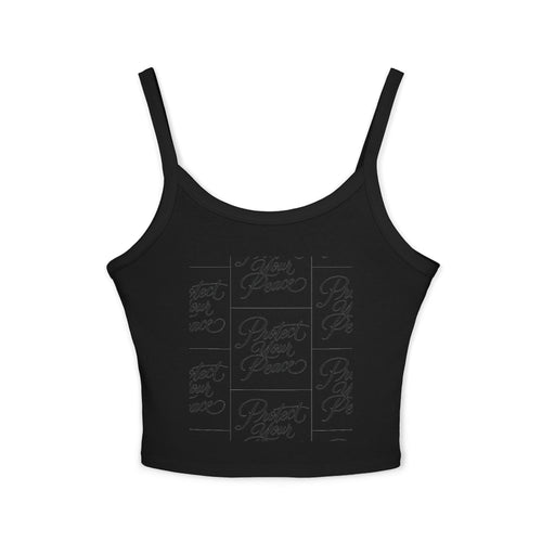 Crop Tank Top2 — "Protect Your Peace" Script Grid Graphic