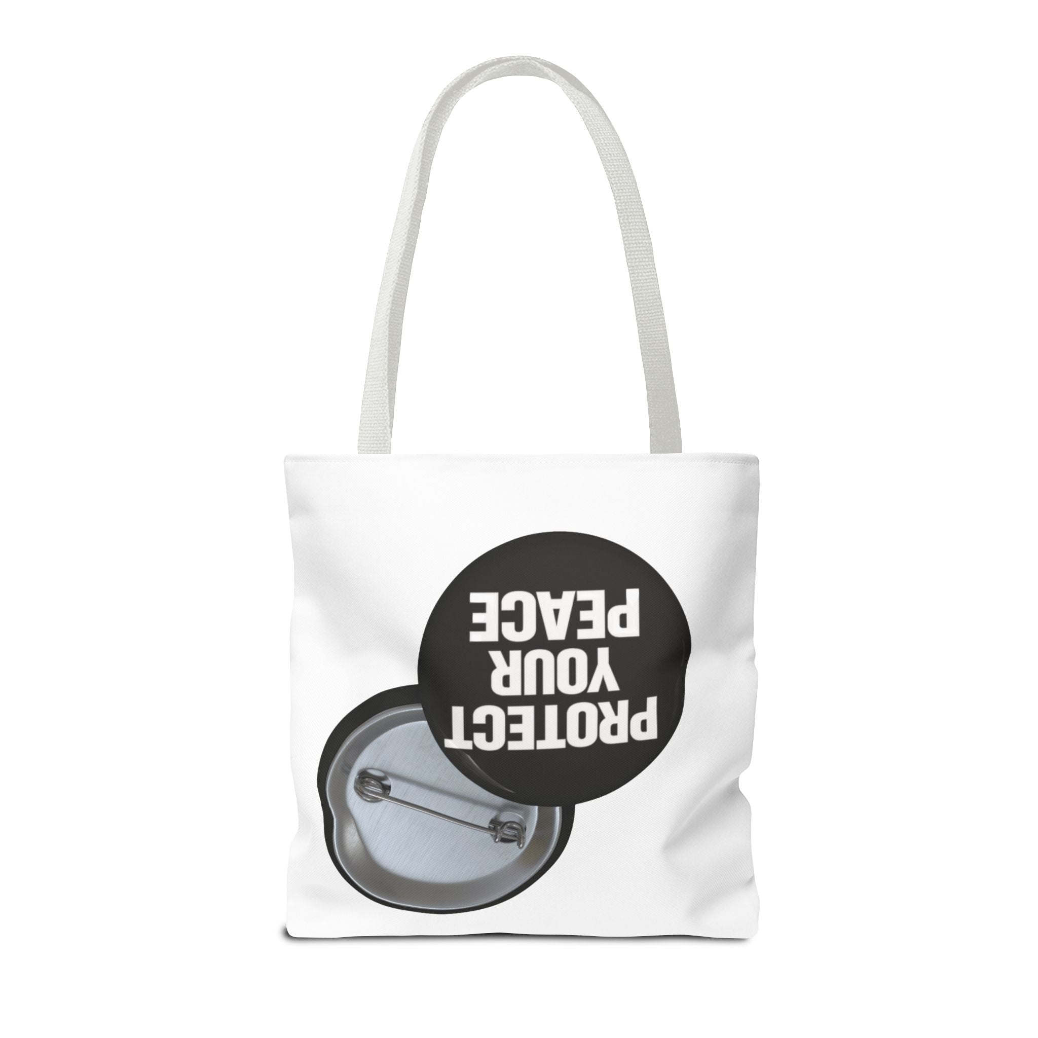 Tote — "Protect Your Peace" Button Design Cotton Tote Bag
