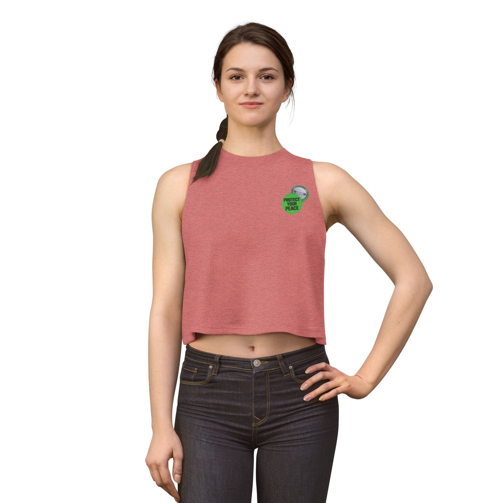 Women's Crop Top - 'Property of Mom' Green Badge Graphic
