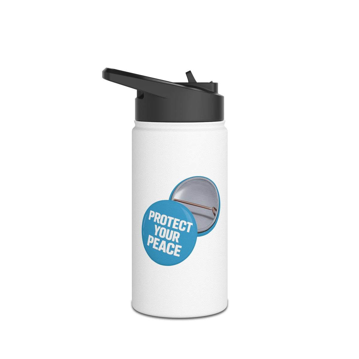 Stainless Steel Water Bottle — 'Protect Your Peace' graphic design  Life is a Journey Not a Finish Line.Motivational Travel Bottle