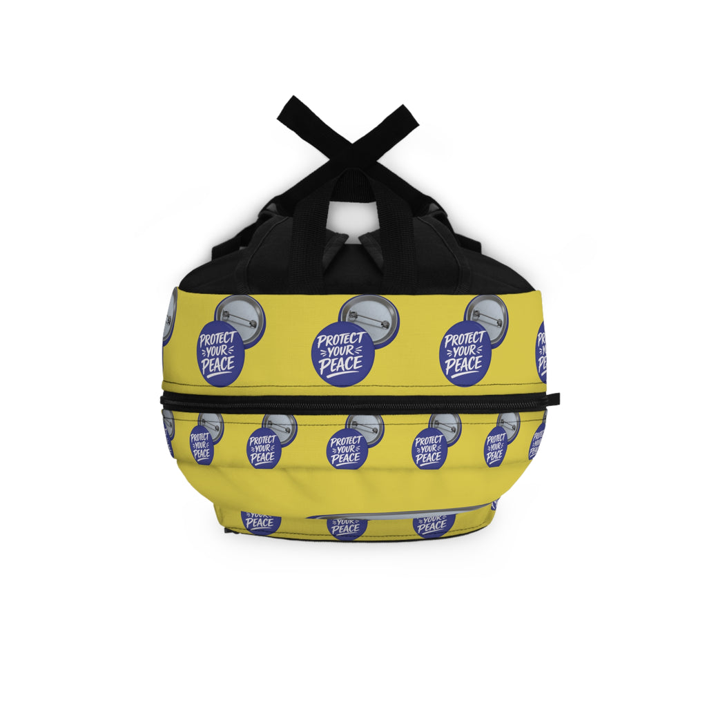 Backpack — Yellow "Protect Your Peace" Button Pattern Backpack