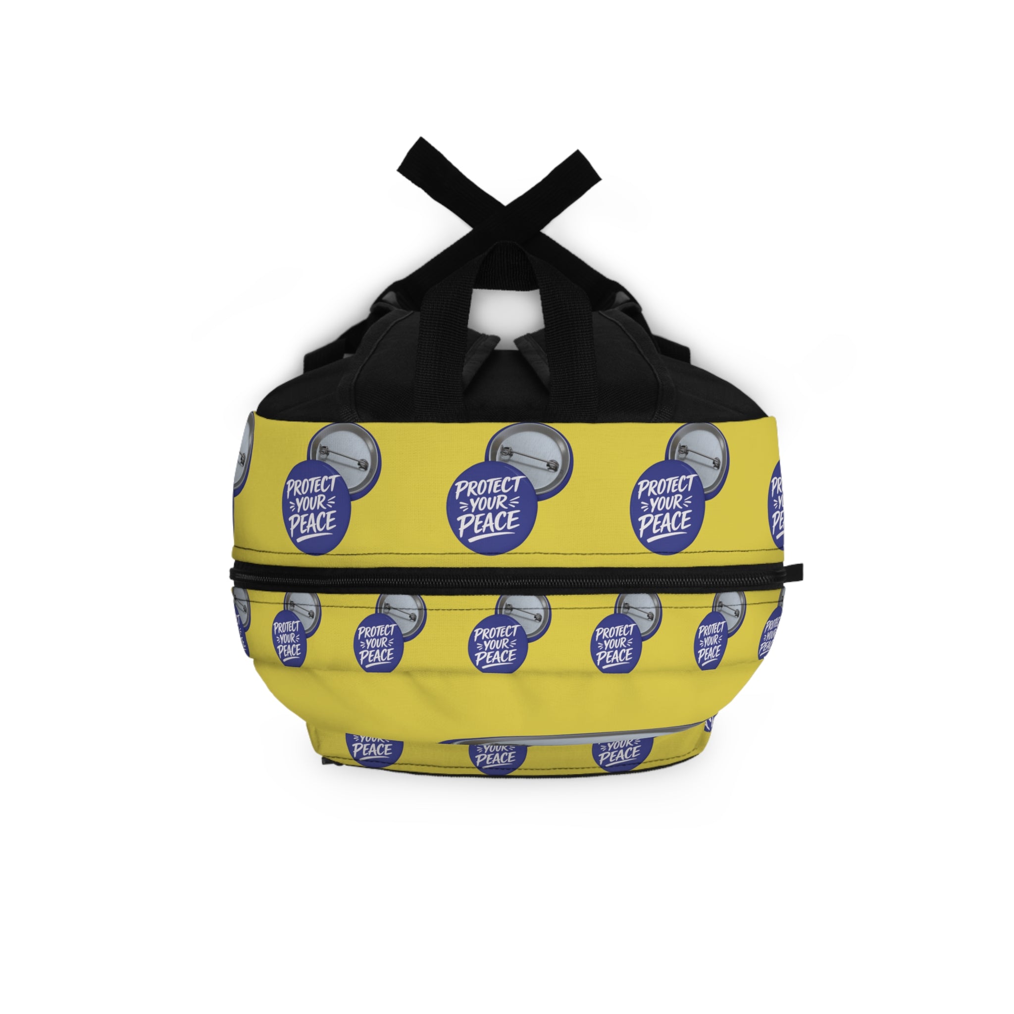 Backpack — Yellow "Protect Your Peace" Button Pattern Backpack