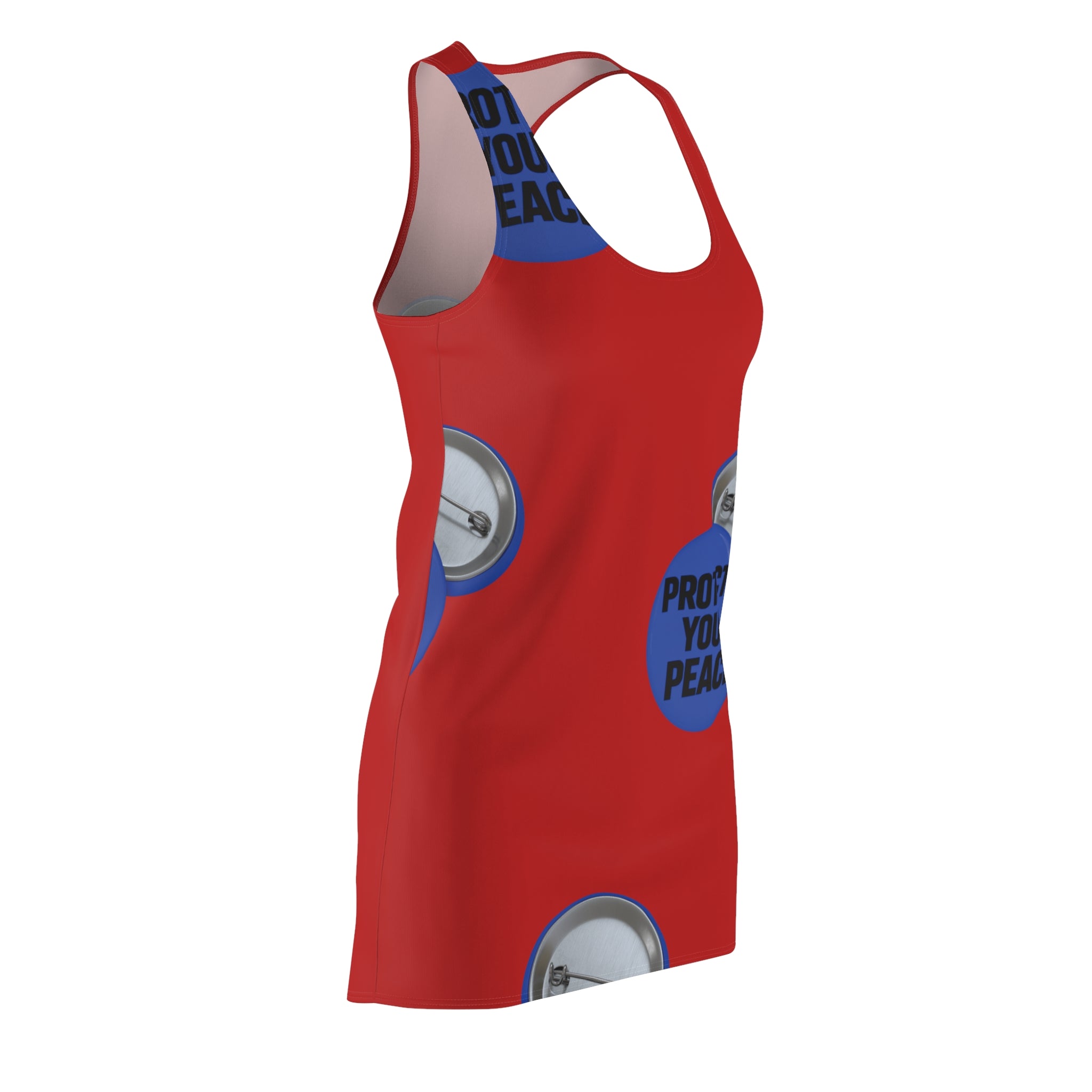 Protect Your Peace Racerback Dress — Red Button Print AOP