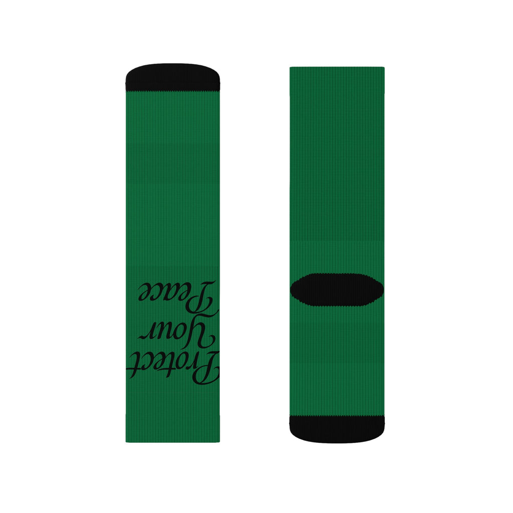 Green "Protect Your Peace" Sublimation Socks — Inspirational Crew Socks