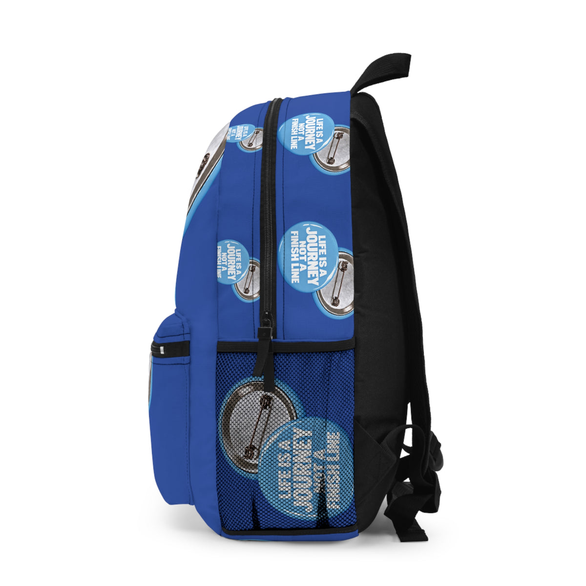 Backpack — "Life Is a Journey Not a Finish Line" Inspirational Blue Travel Backpack