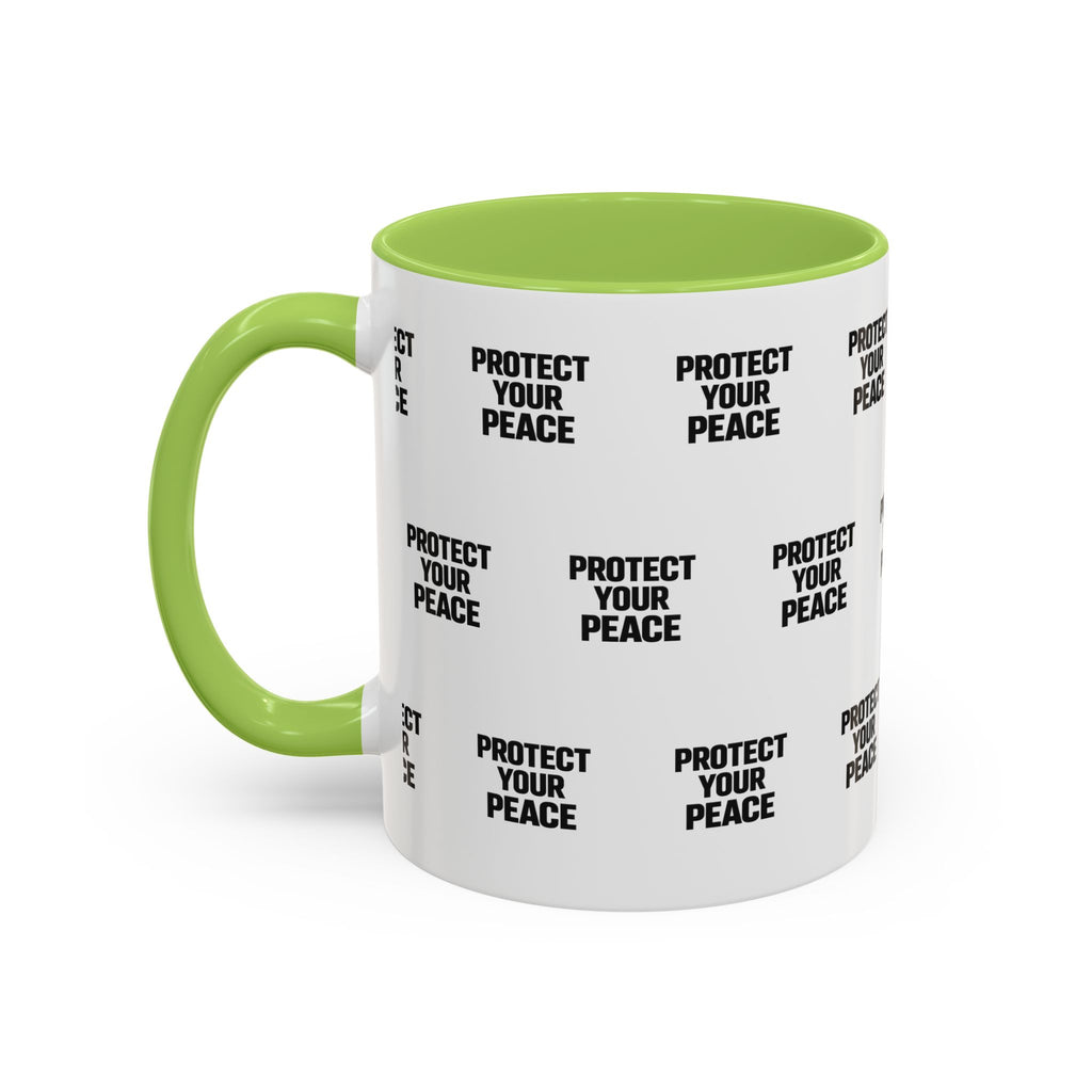 Protect Your Peace Accent Coffee Mug — Repeating Text 11/15oz