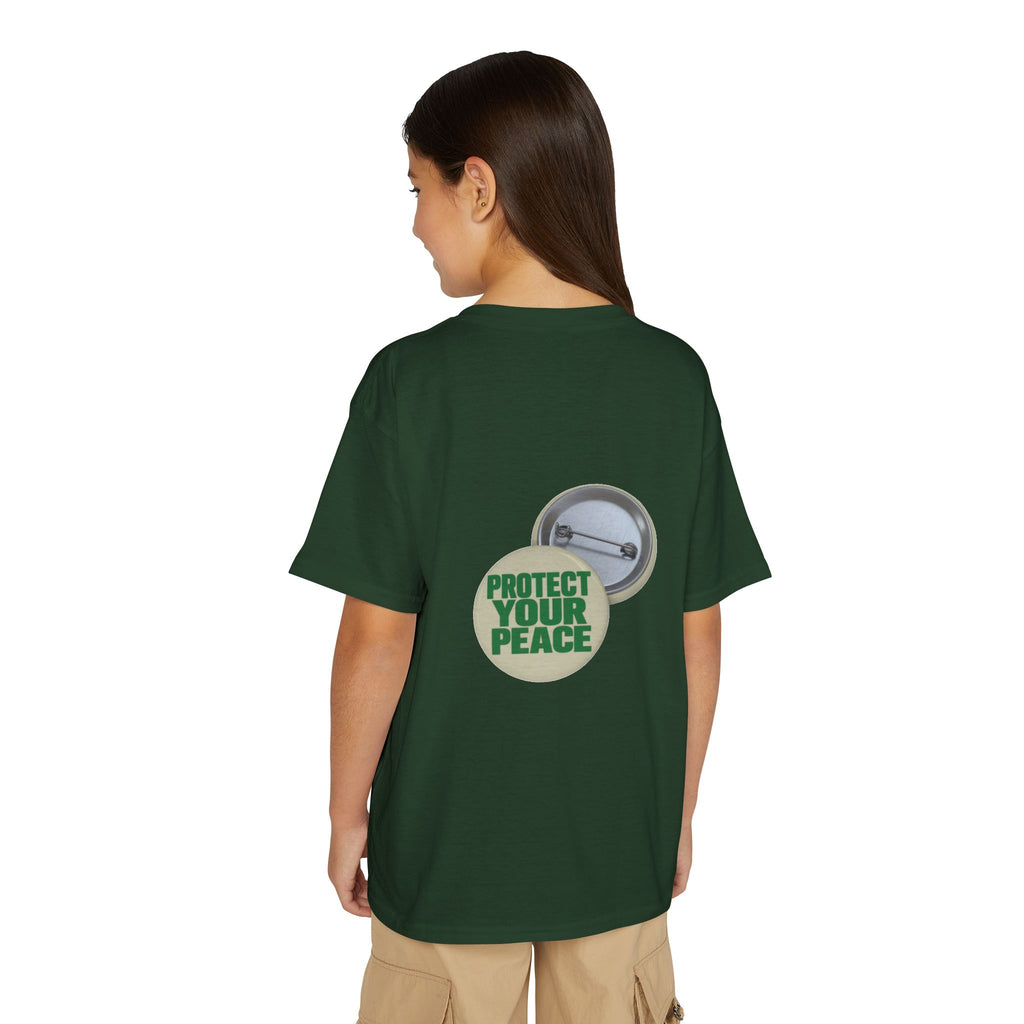 Youth T-Shirt — "Protect Your Peace" Button Graphic