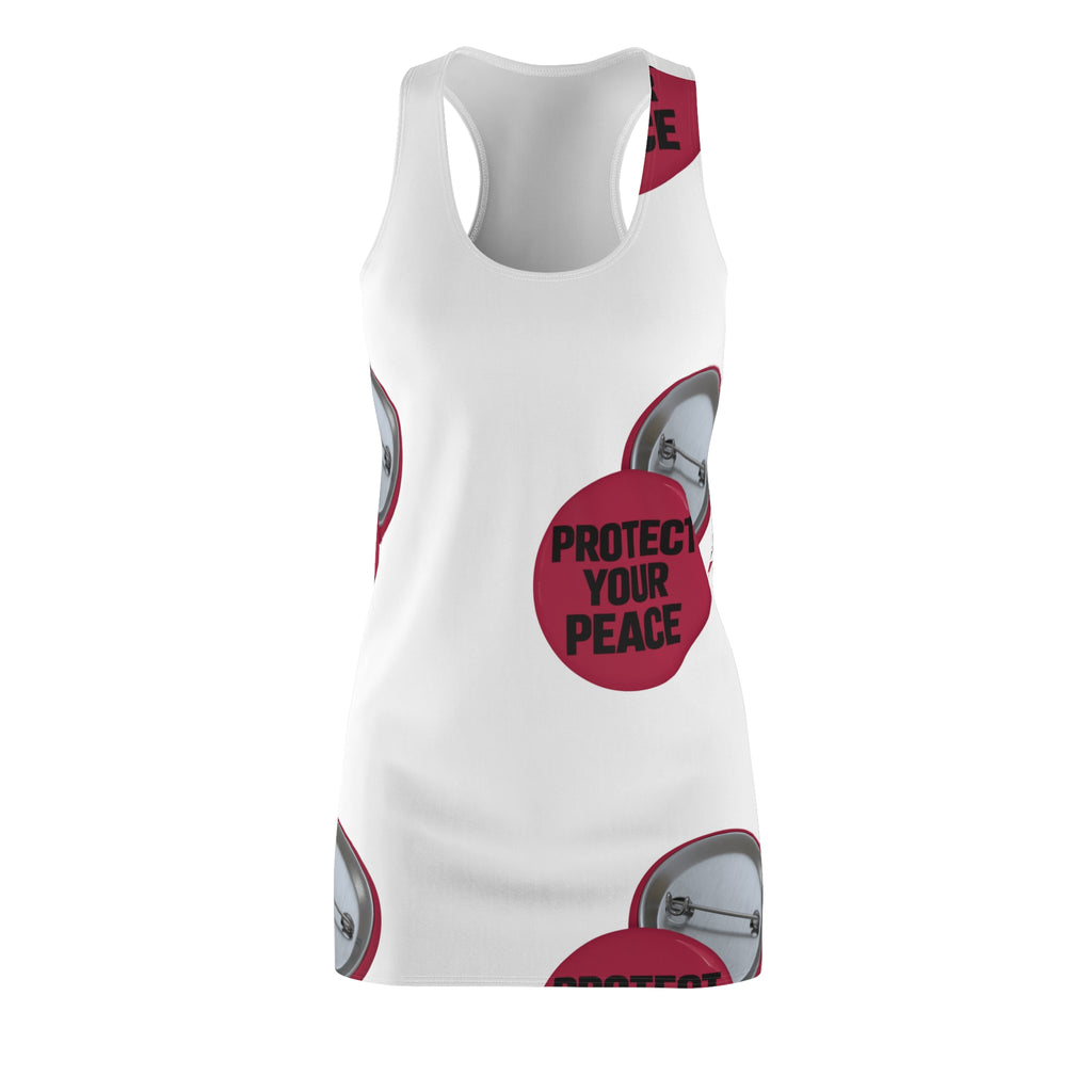 Racerback Dress — "Protect Your Peace" Button Print