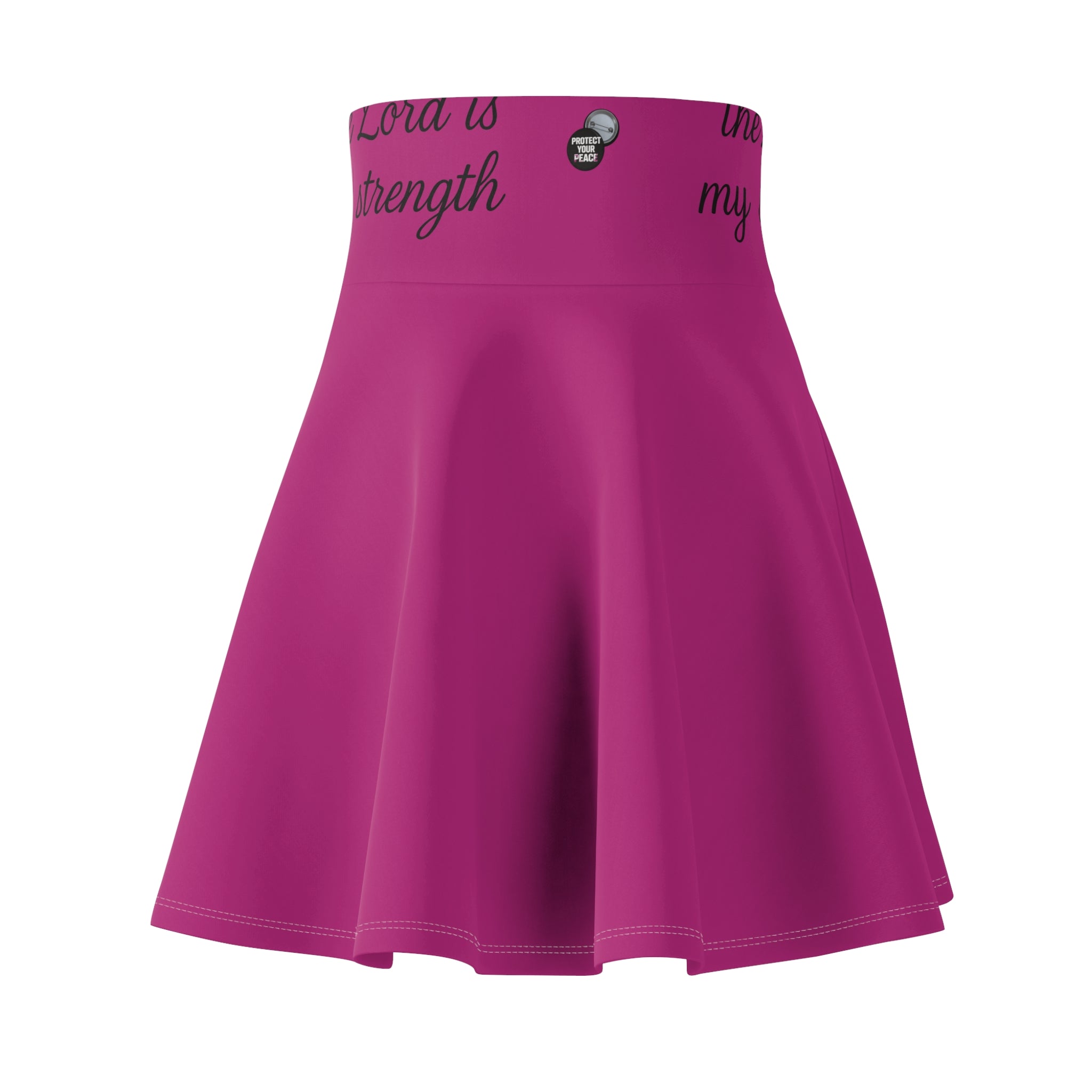 Magenta Skater Skirt with "The Lord is my strength" Waistband — Faith-Inspired Flared Skirt Protect your peace.