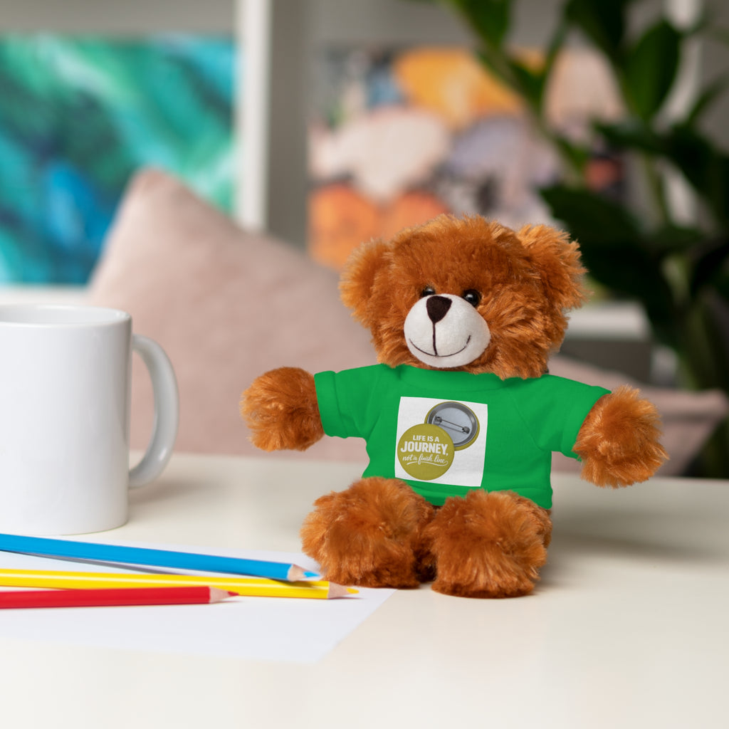 Cute Brown Teddy Bear with 'Life Is a Journey not a finish line.' Tee — Plush Gift for Kids & Travelers