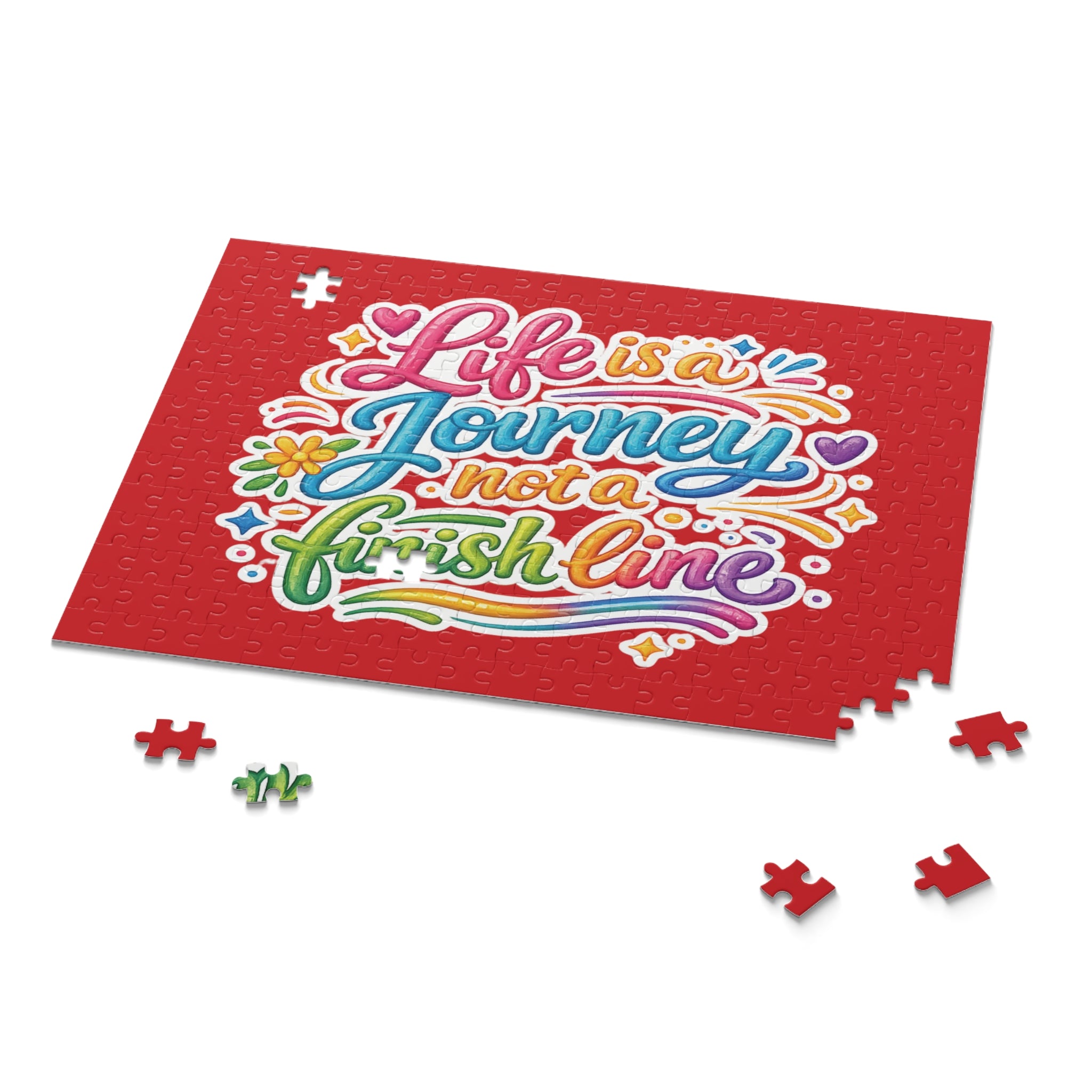 Inspirational Puzzle – “Life Is a Journey, Not a Finish Line” Colorful Motivational Jigsaw