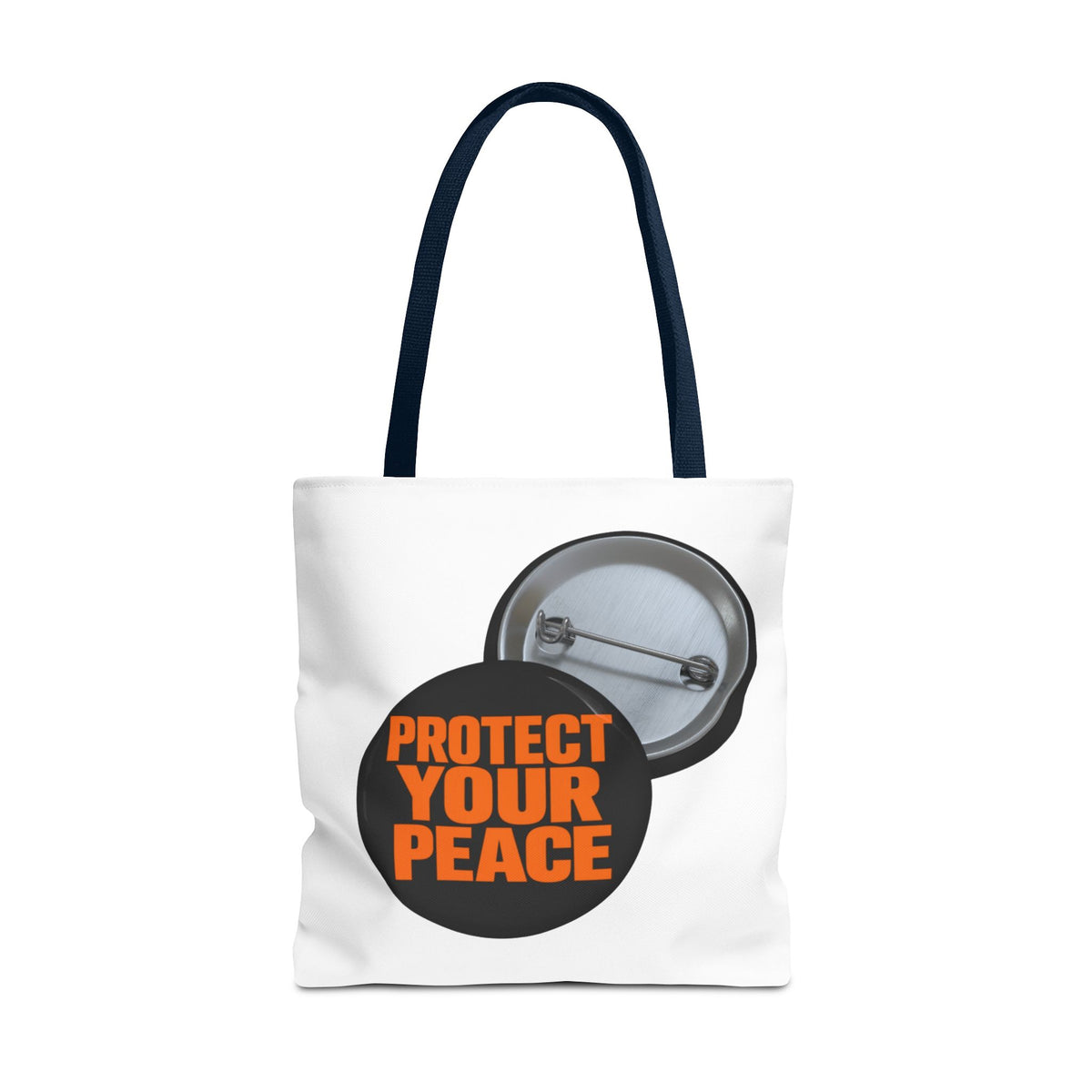 Tote Bag — Protect Your Peace Button Print Canvas Tote
